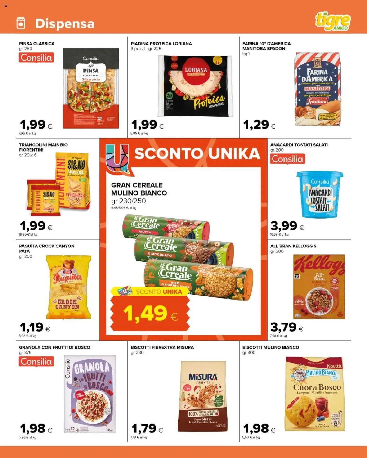 Volantino Tigre del 26/08/2026 | Pagina: 9 | Prodotti: Muesli, Frutta, Piadina, Farina integrale