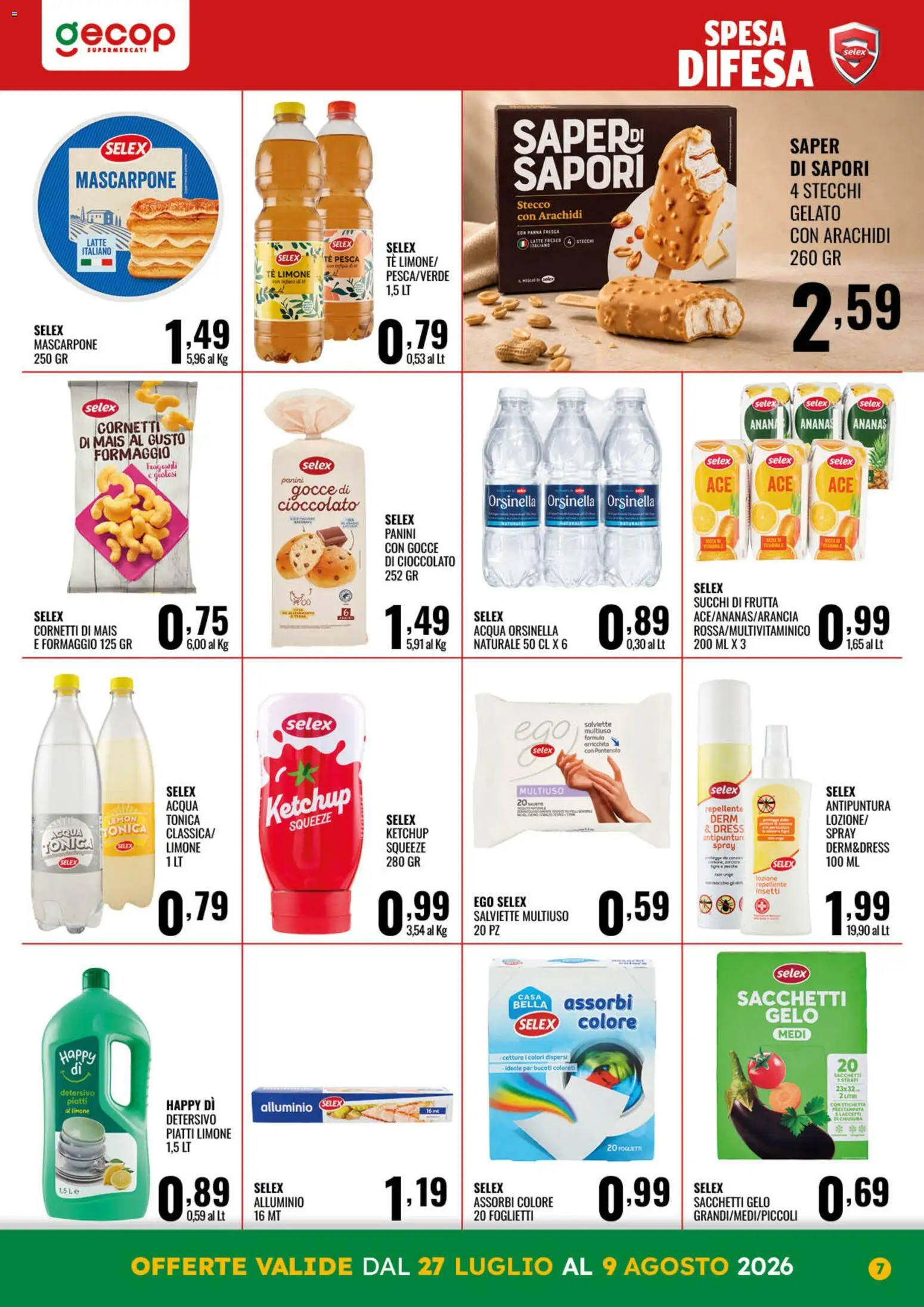 Volantino GECOP del 27/07/2026 | Pagina: 7 | Prodotti: Gelato, Formaggio, Limone, Mais