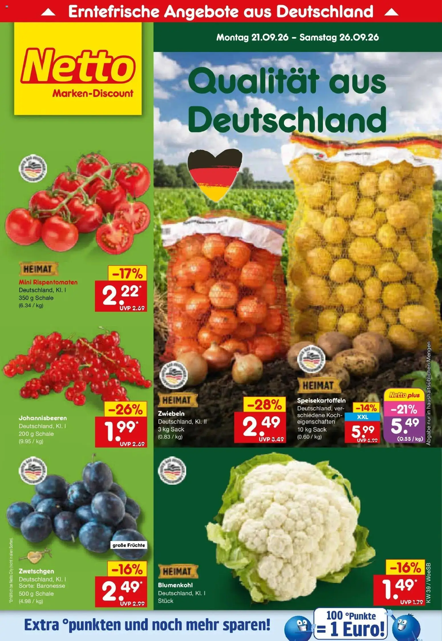 Netto Marken-Discount Prospekt Leonberg – gültig ab 21.09.2026 | Seite: 6 | Produkte: Zwetschgen, Zwiebeln, Blumenkohl