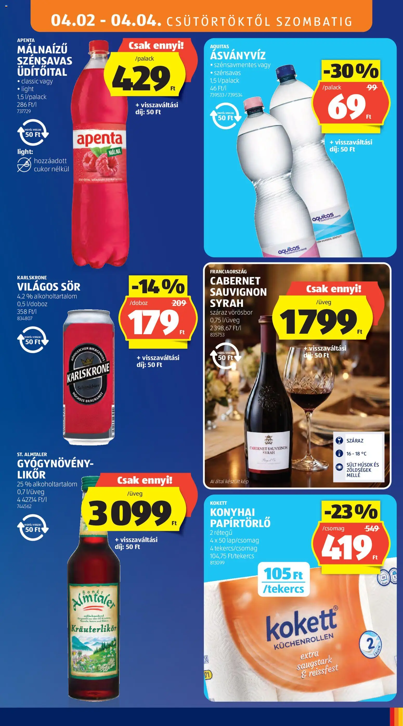 Aldi akciós ujság - amely érvényes a következő dátumtól: 2026.04.02. | Oldal: 19 | Termékek: Málna, Papírtörlő, Vörösbor, Cukor