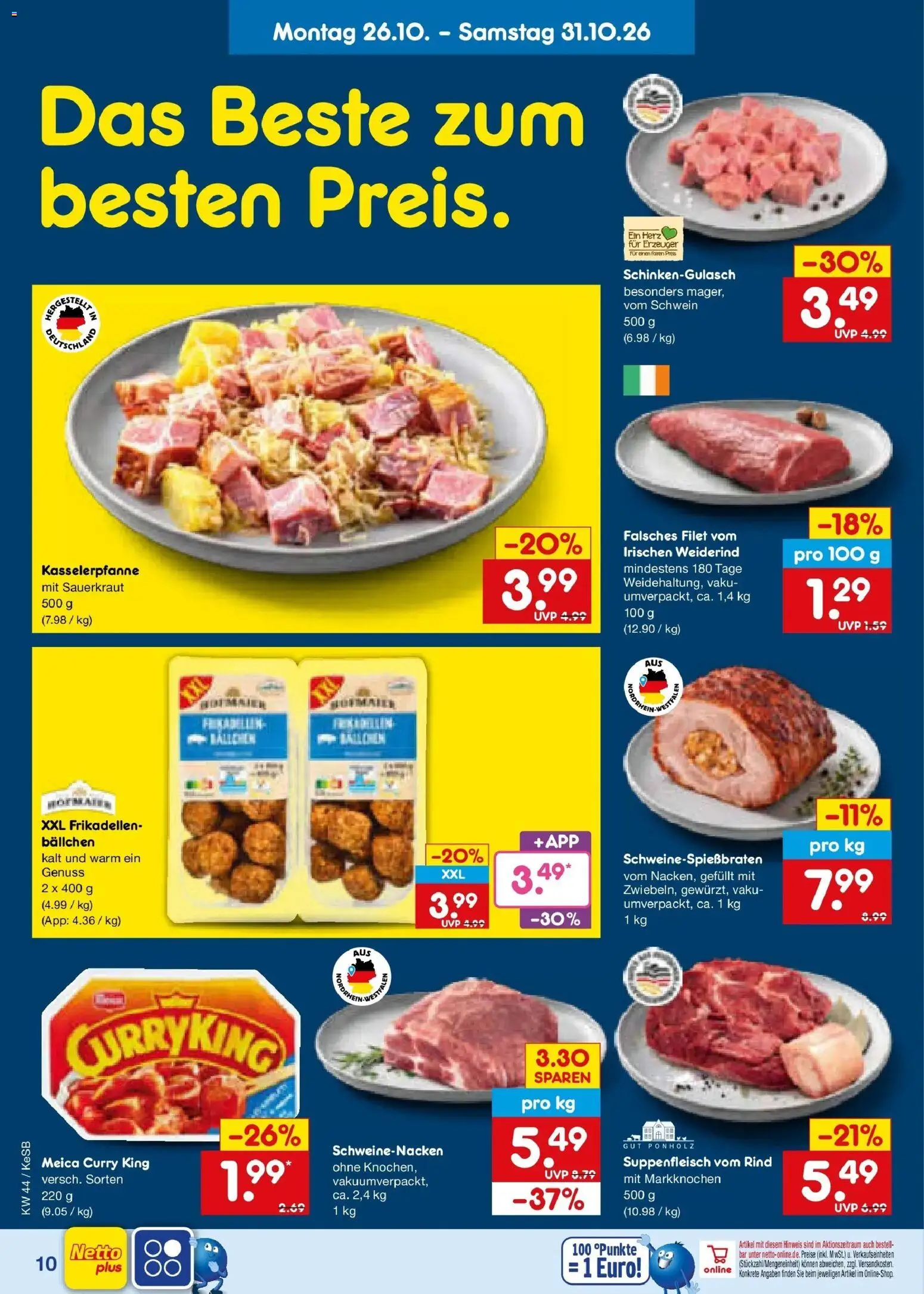 Netto Marken-Discount Prospekt Kruft – gültig ab 26.10.2026 | Seite: 14 | Produkte: Schweinenacken, Meica, Suppenfleisch