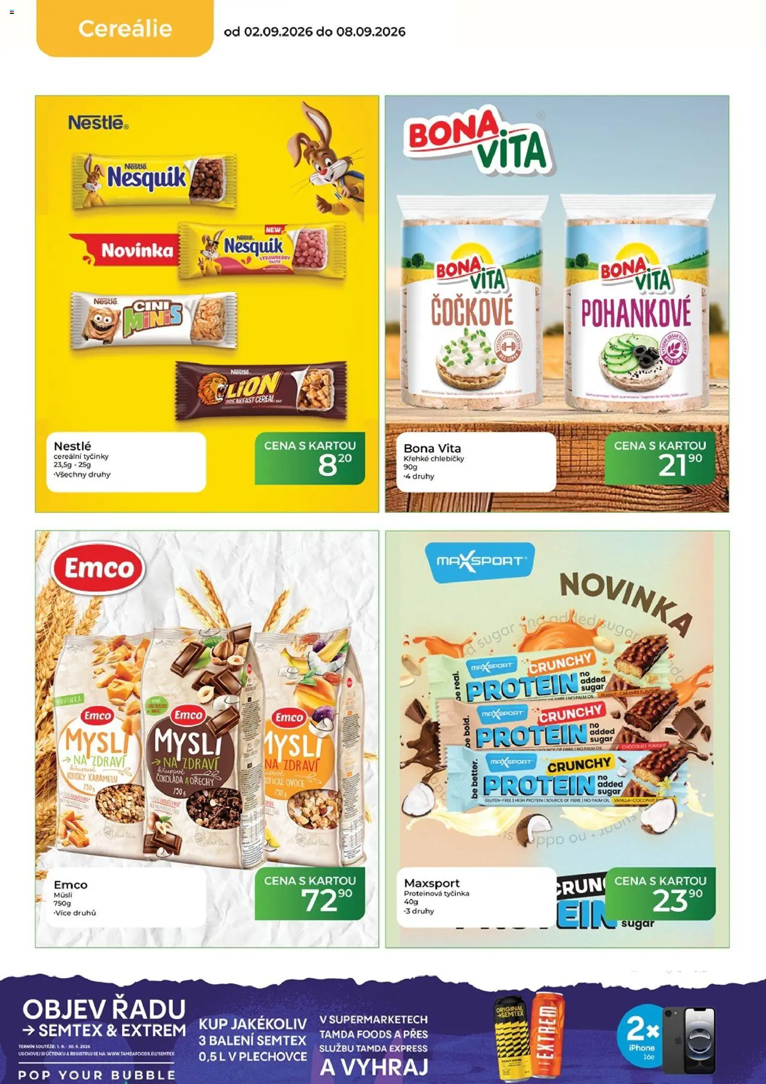 Tamda Foods leták od 02.09.2026 | Strana: 24 | Produkty: Tyčinky, Nesquik, Semtex, Müsli