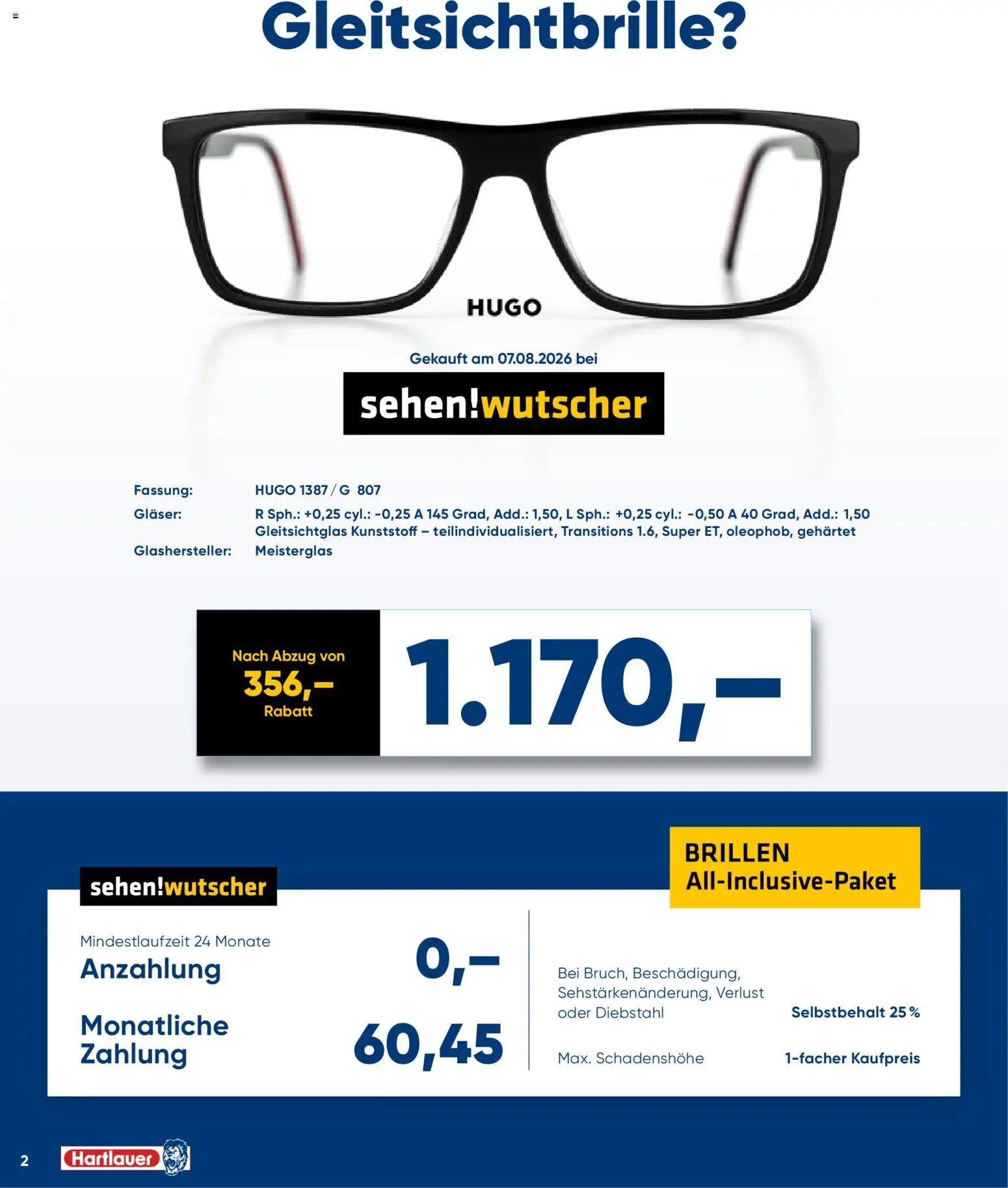 Hartlauer Gleitsichtbrille? Vergleichen zahlt sich aus! gültig ab 01.09.2026 | Seite: 2