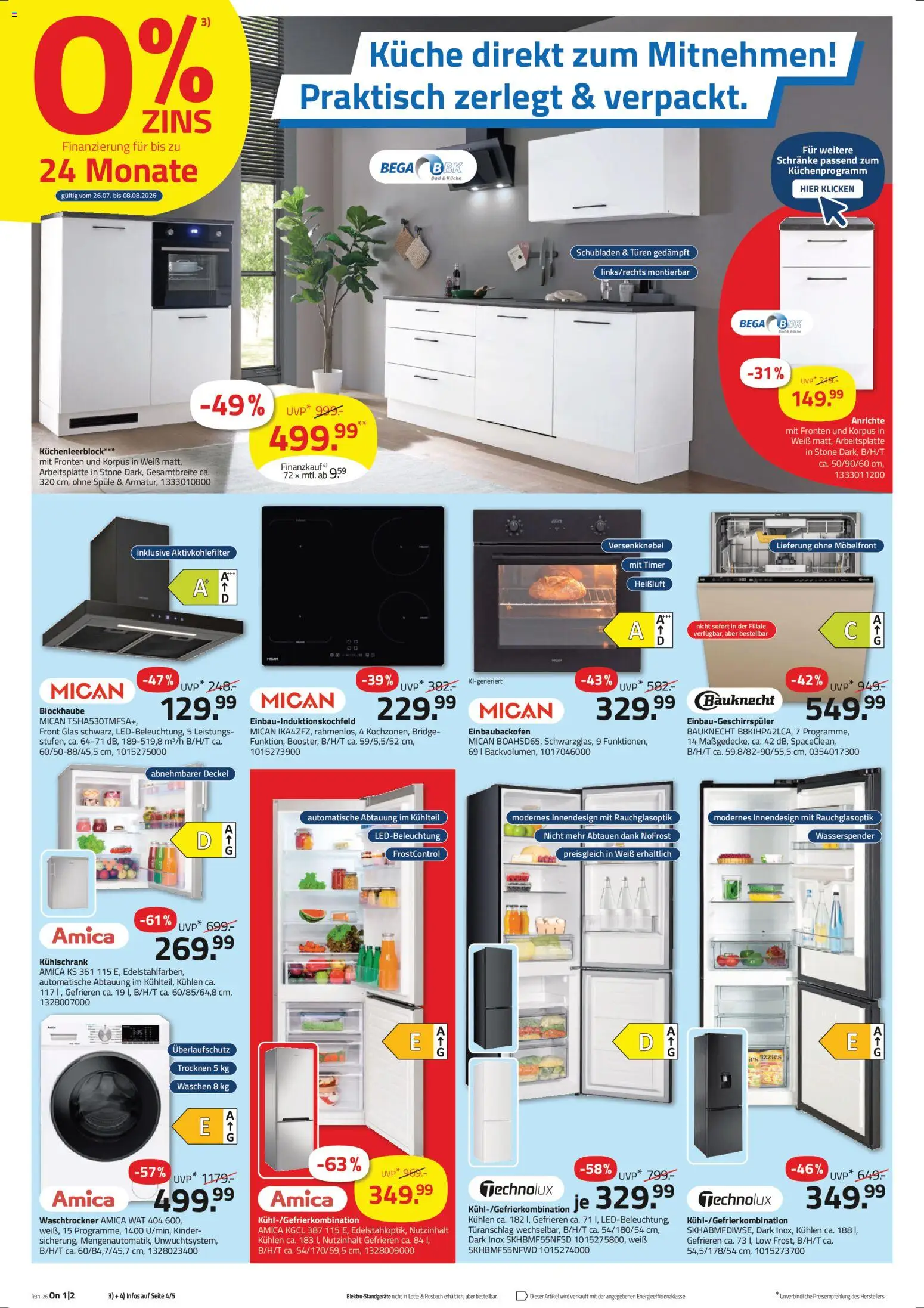 Roller Prospekt – gültig ab 26.07.2026 | Seite: 4 | Produkte: Anrichte, Bad, Kühlschrank, Waschtrockner