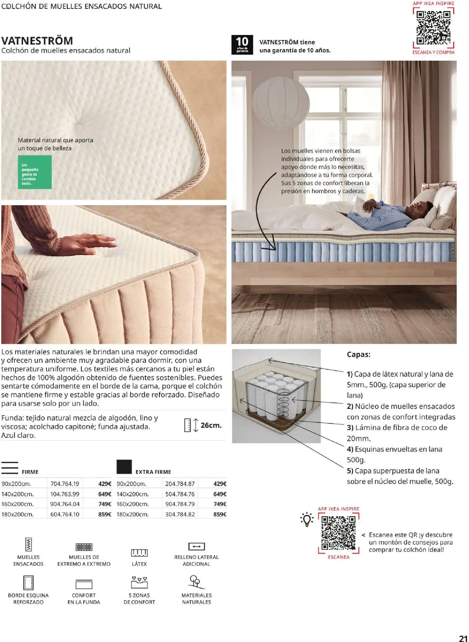 IKEA - Confort │ válido desde el 01/09/2026 | Página: 21 | Productos: Coco, Colchon, Funda, Algodón