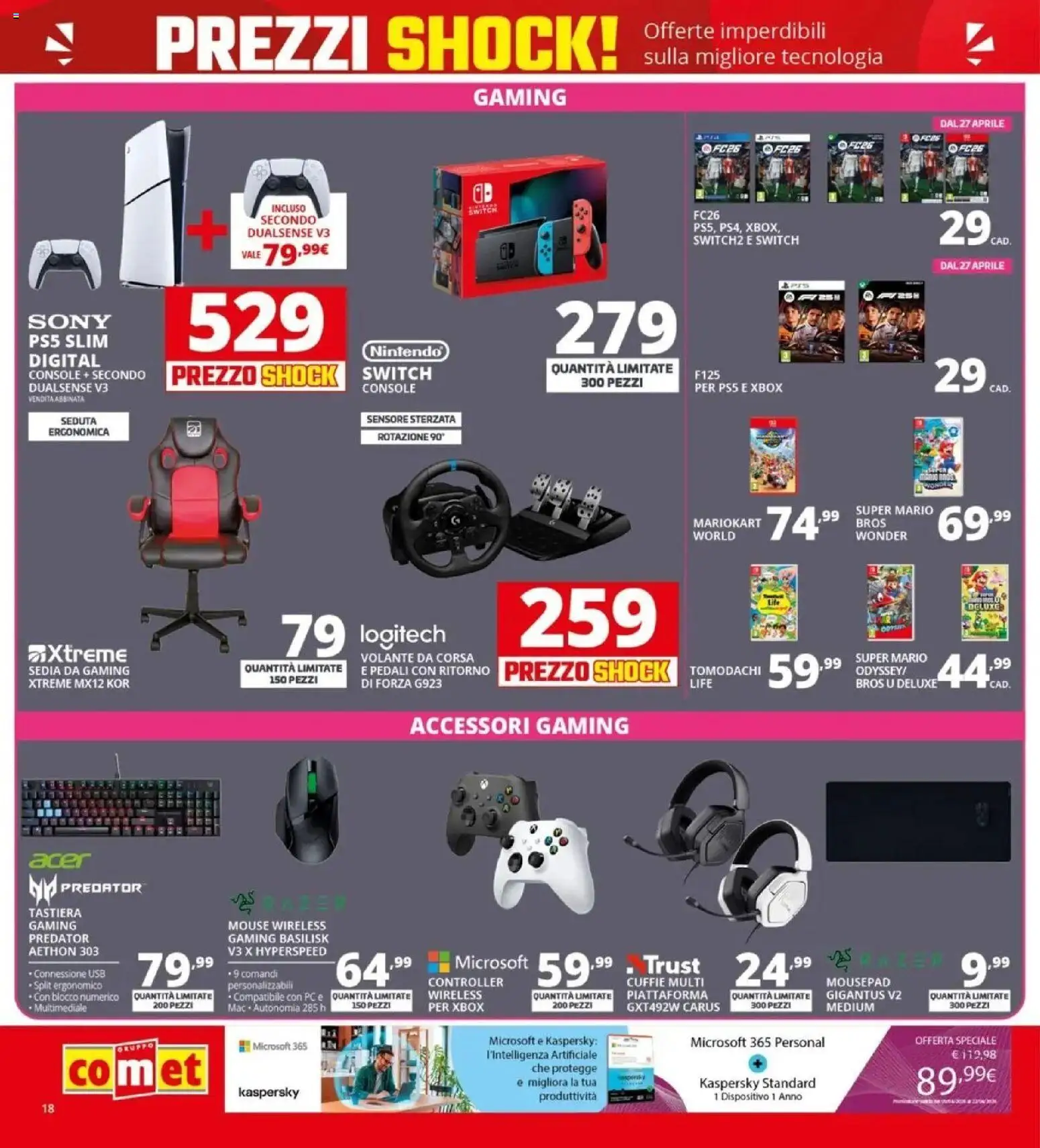 Volantino Comet del 23.04.2026 | Pagina: 18 | Prodotti: Mouse, Tastiera, Cuffie, Xbox