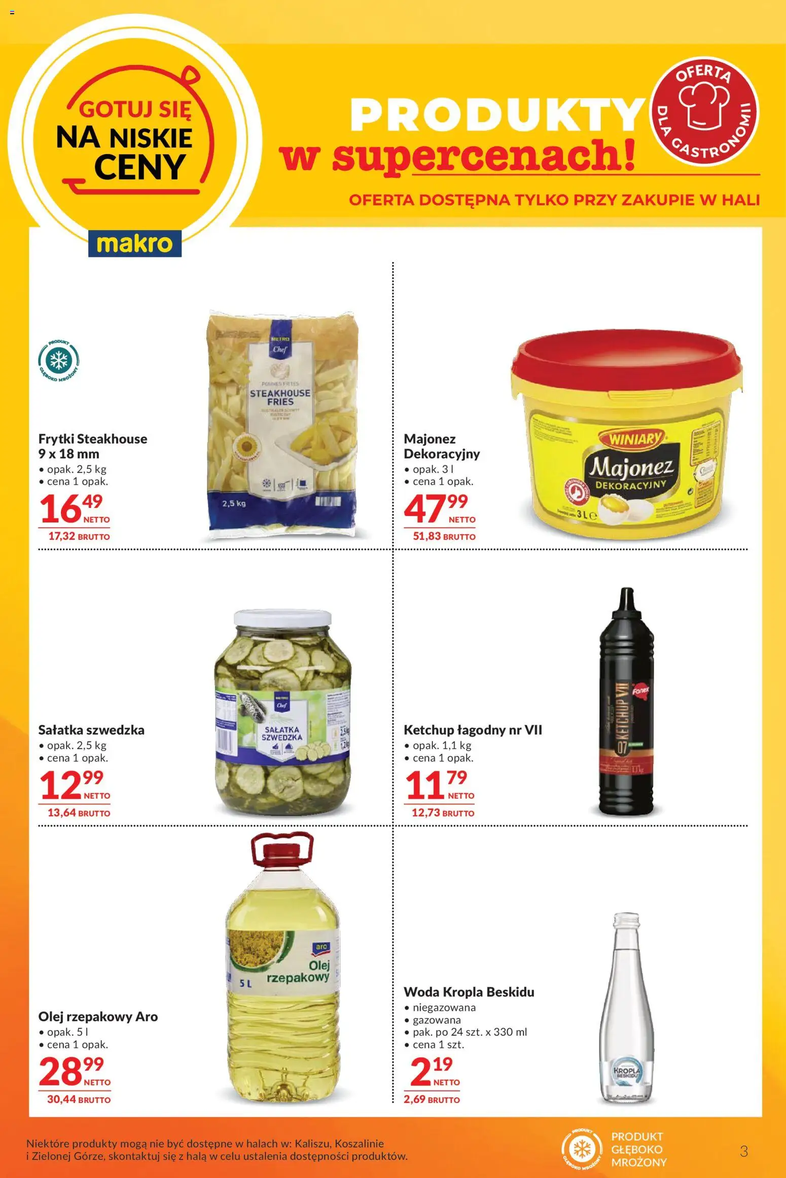 Makro gazetka - Oferta dla gastronomii od 01.09.2026 | Strona: 3 | Produkty: Olej rzepakowy, Ketchup, Sałatka, Majonez
