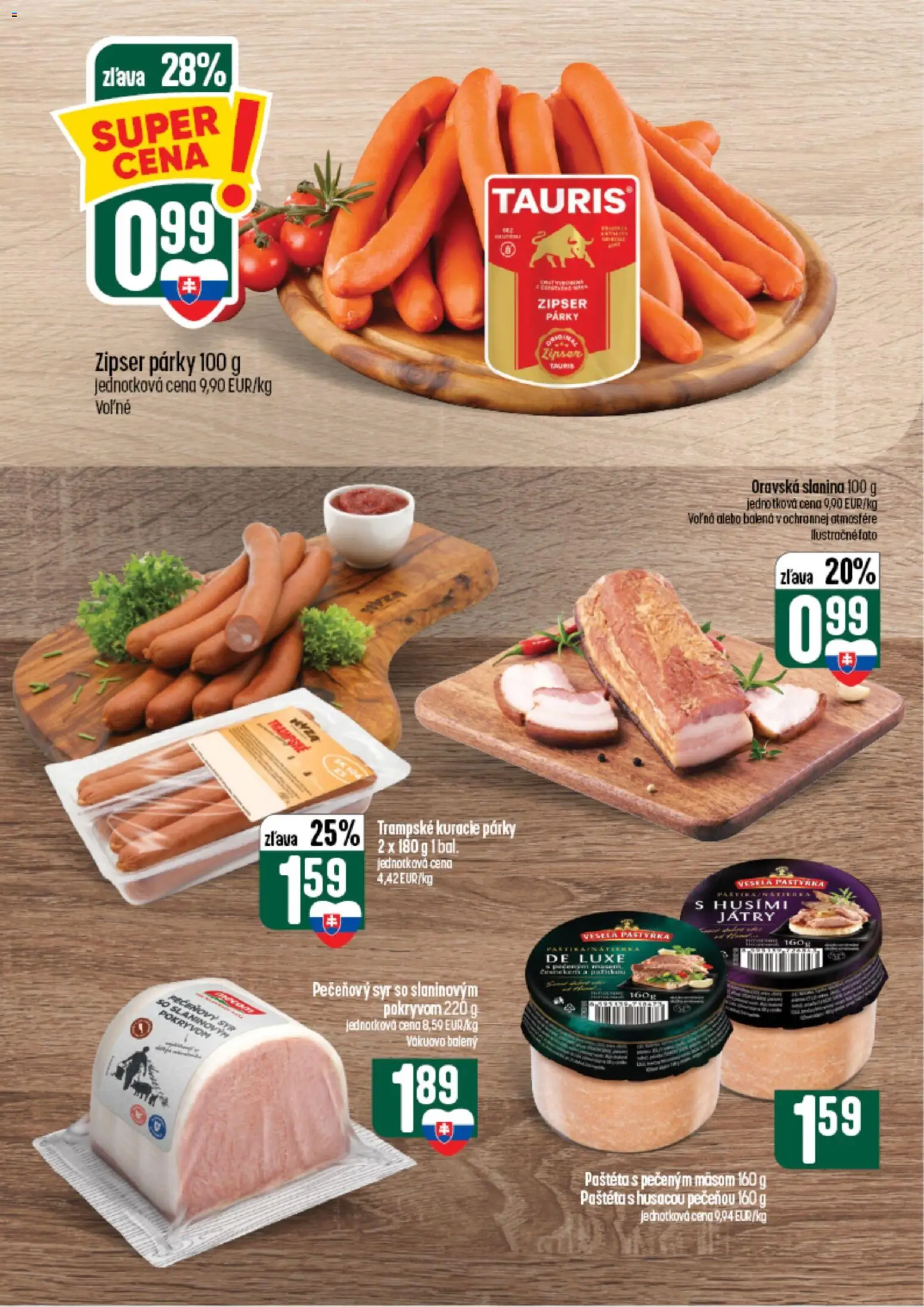 Nové COOP Jednota akcie – leták je platný od 26.08.2026 | Strana: 16 | Produkty: Syr, Slanina, Párky, Paštéta
