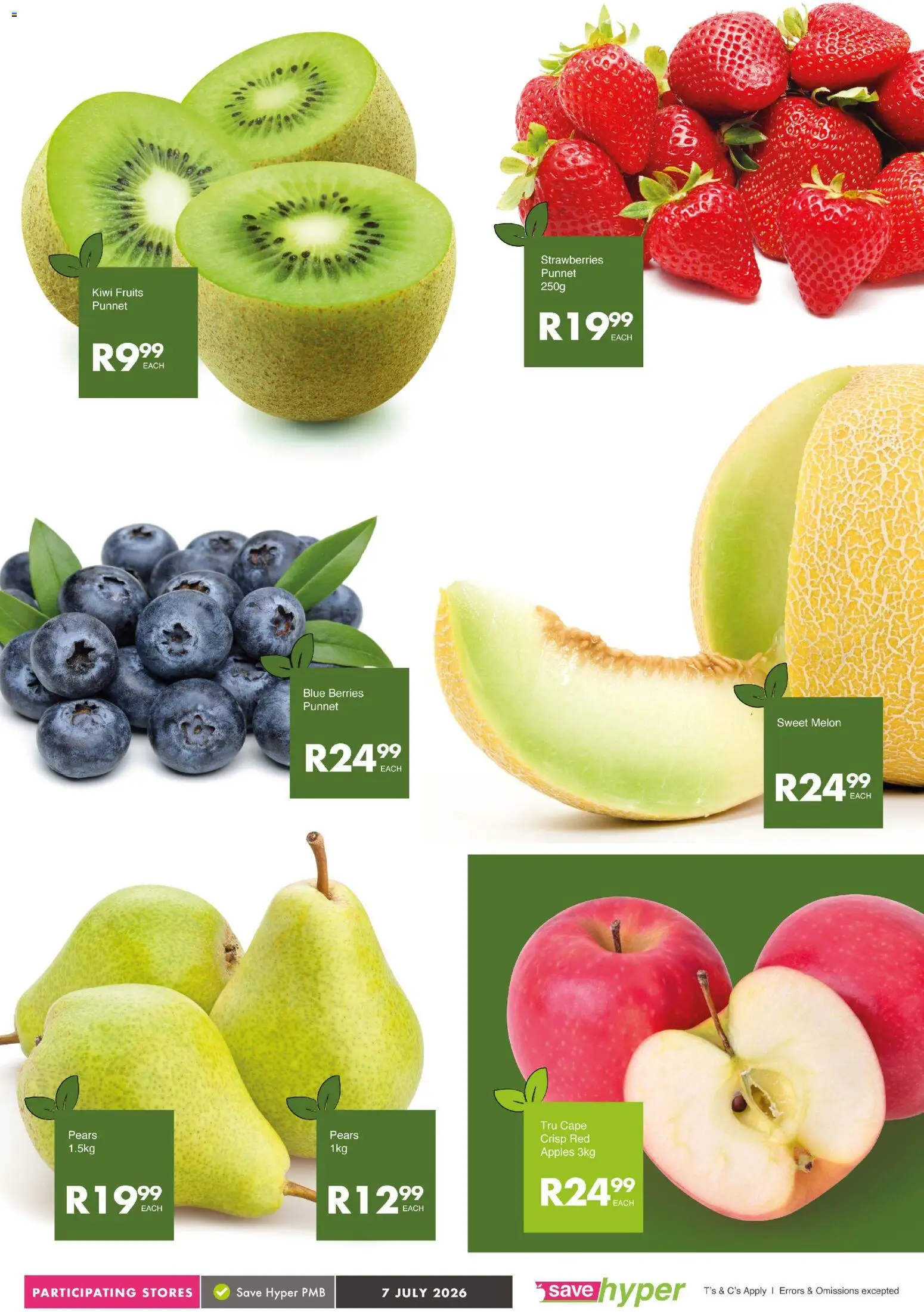 New Save catalogue – valid from 07/07/2026 | Page: 7 | Products: Pears, Apples, Strawberries, Kiwi