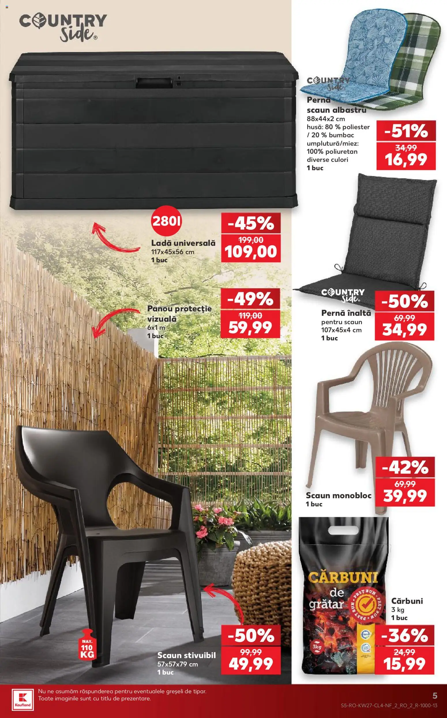 Noul catalog Kaufland – valabil de la 01.07.2026 | Pagină: 5 | Produse: Pernă scaun, Pernă, Grătar, Scaun