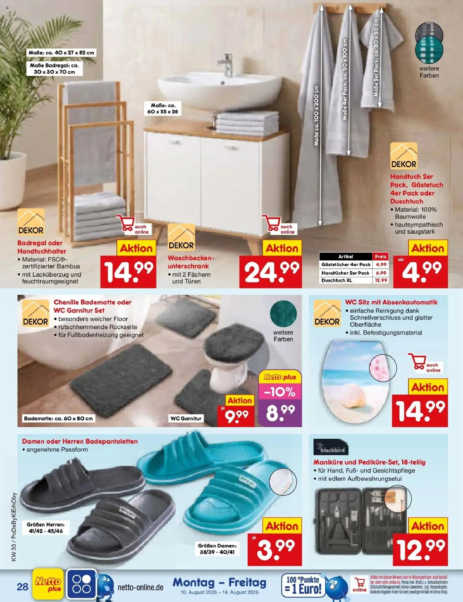Netto Marken-Discount Prospekt Buttenwiesen – gültig ab 10.08.2026 | Seite: 40 | Produkte: WC Sitz, Handtuchhalter, Badregal, Unterschrank