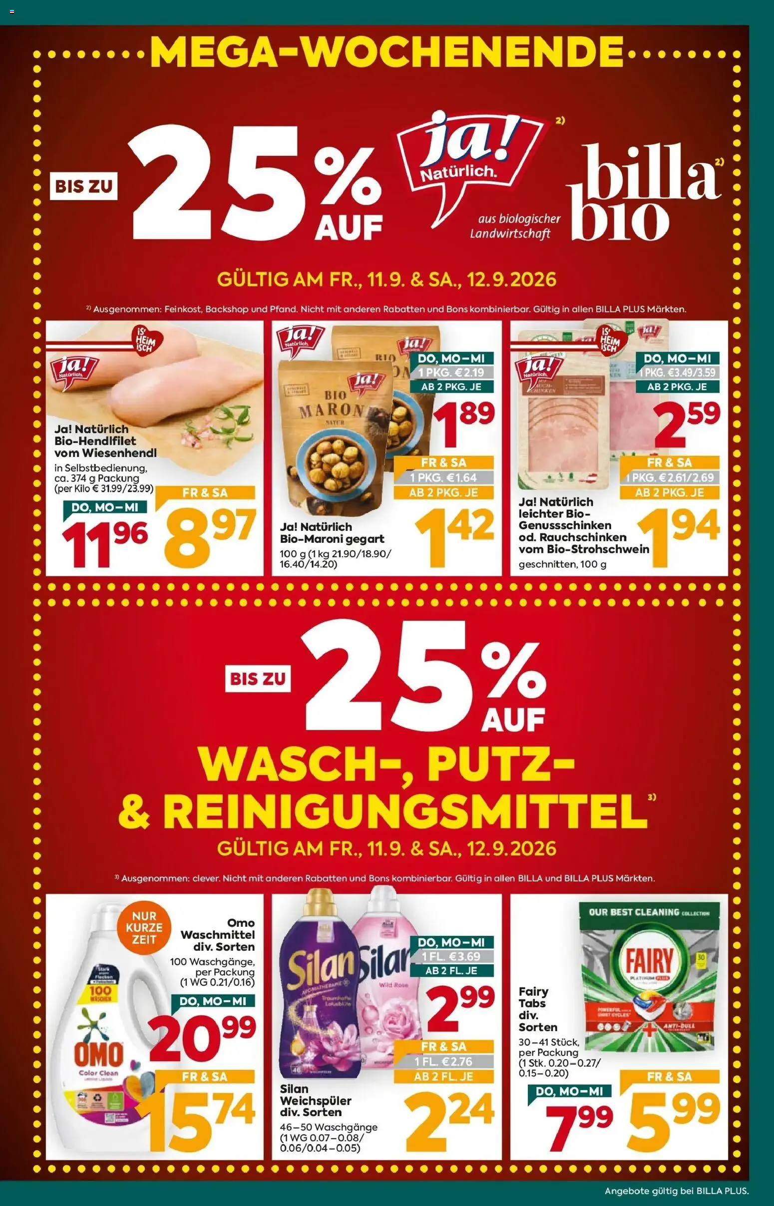 Billa Plus Flugblatt - Niederösterreich von 10.09.2026 - Aktuelle Angebote | Seite: 3 | Produkte: Reinigungsmittel, Weichspüler, Waschmittel