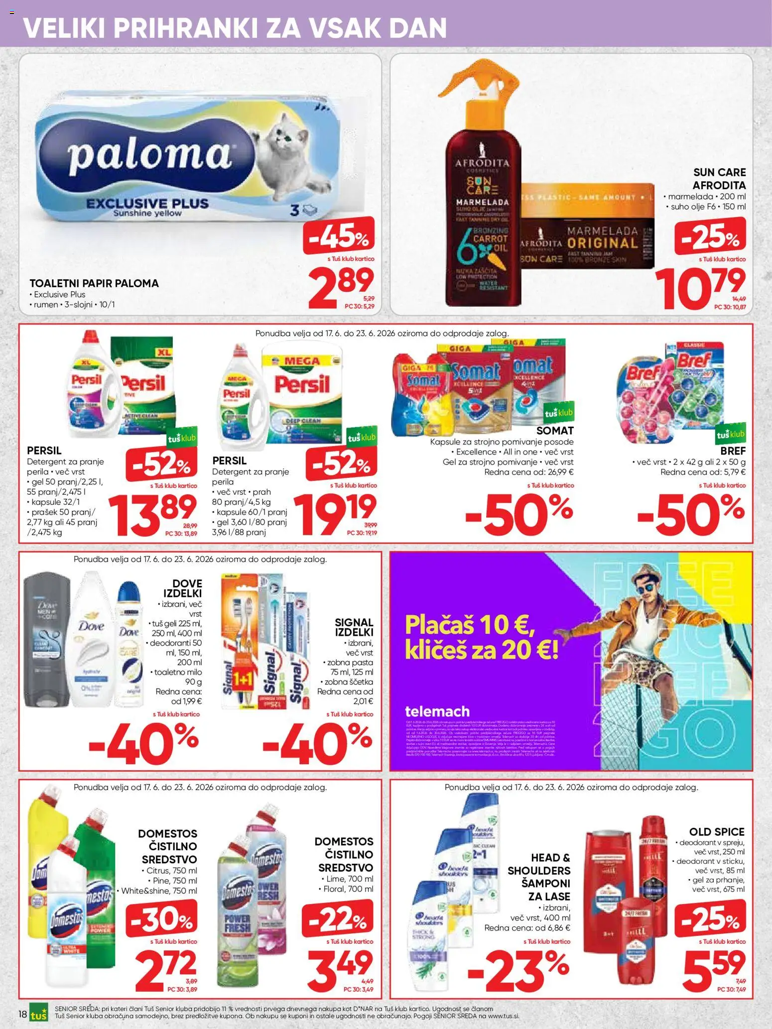 Novi Tuš katalog ponudbe – veljaven od 10.06.2026 | Stran: 18 | Izdelki: Marmelada, Kos, Zobna scetka, Detergent