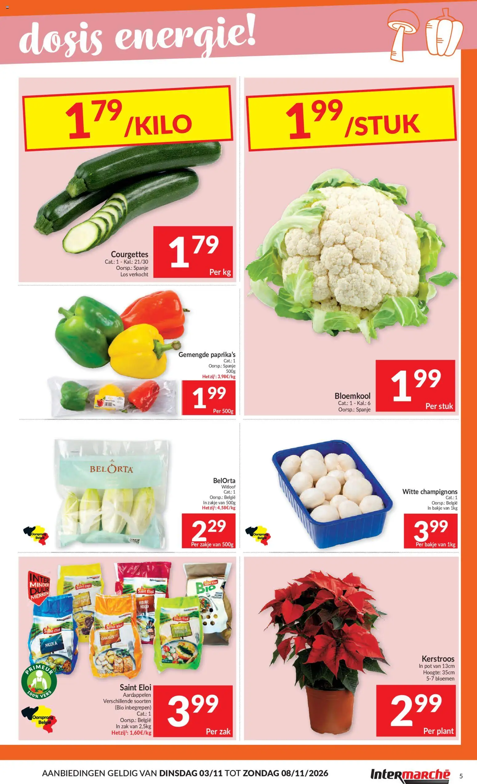 {H1} | Pagina: 5 | Producten: Bloemen, Friet, Zak, Champignons