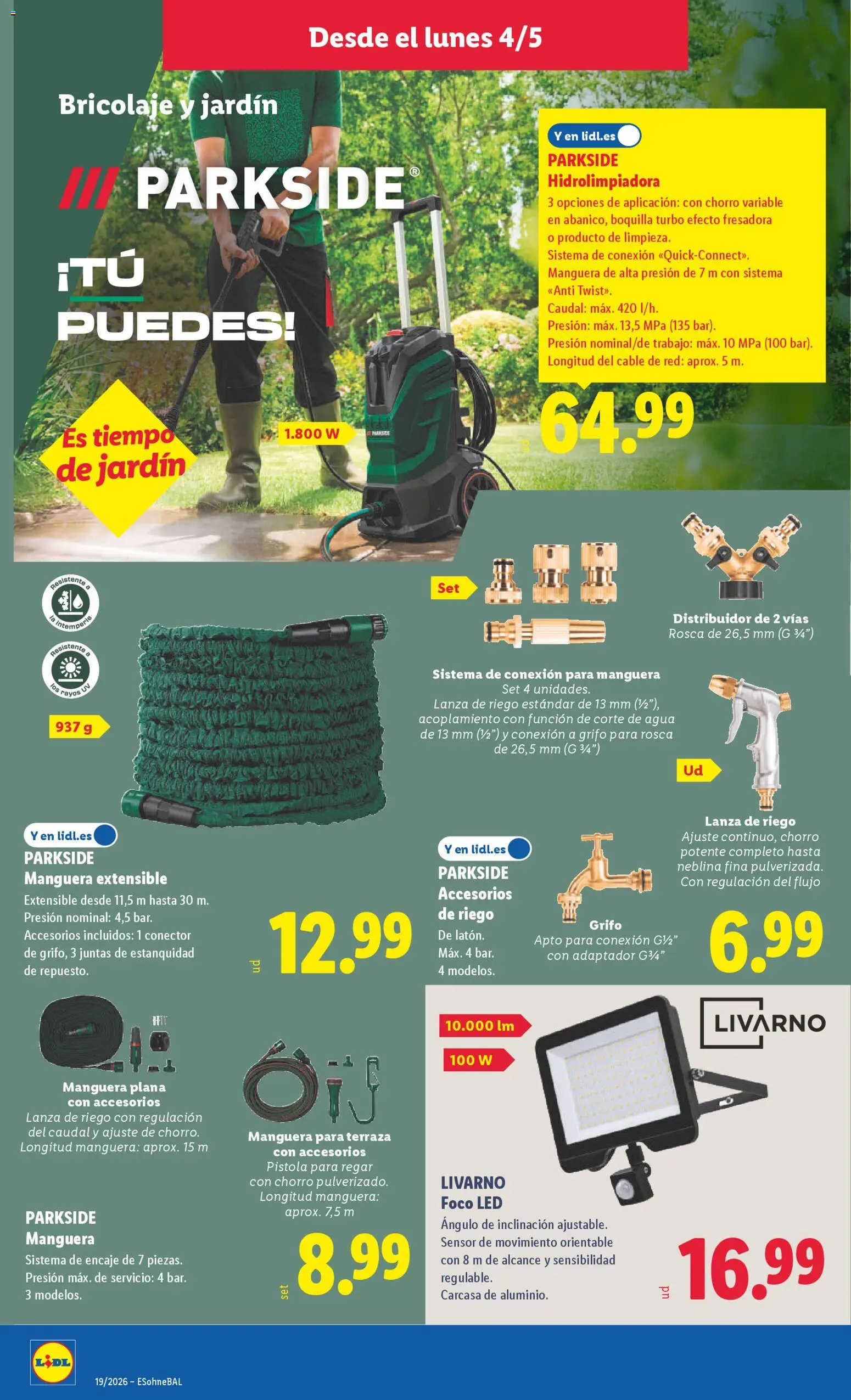 Lidl folleto de bazar │ válido desde el 04.05.2026 | Página: 6 | Productos: Hidrolimpiadora, Manguera, Conector, Adaptador