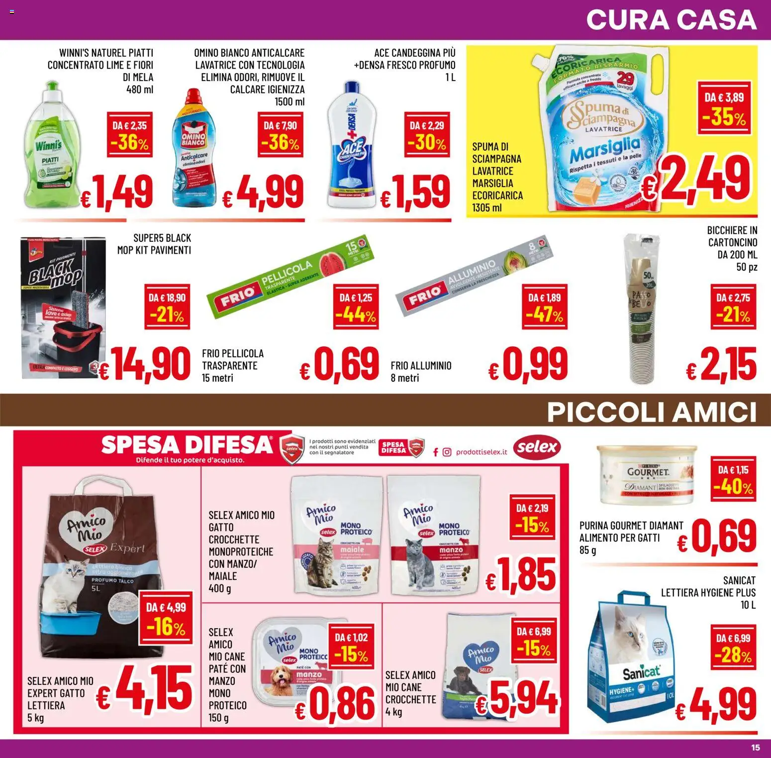Volantino A&O del 19/08/2026 | Pagina: 15 | Prodotti: Paté, Candeggina, Anticalcare, Fiori
