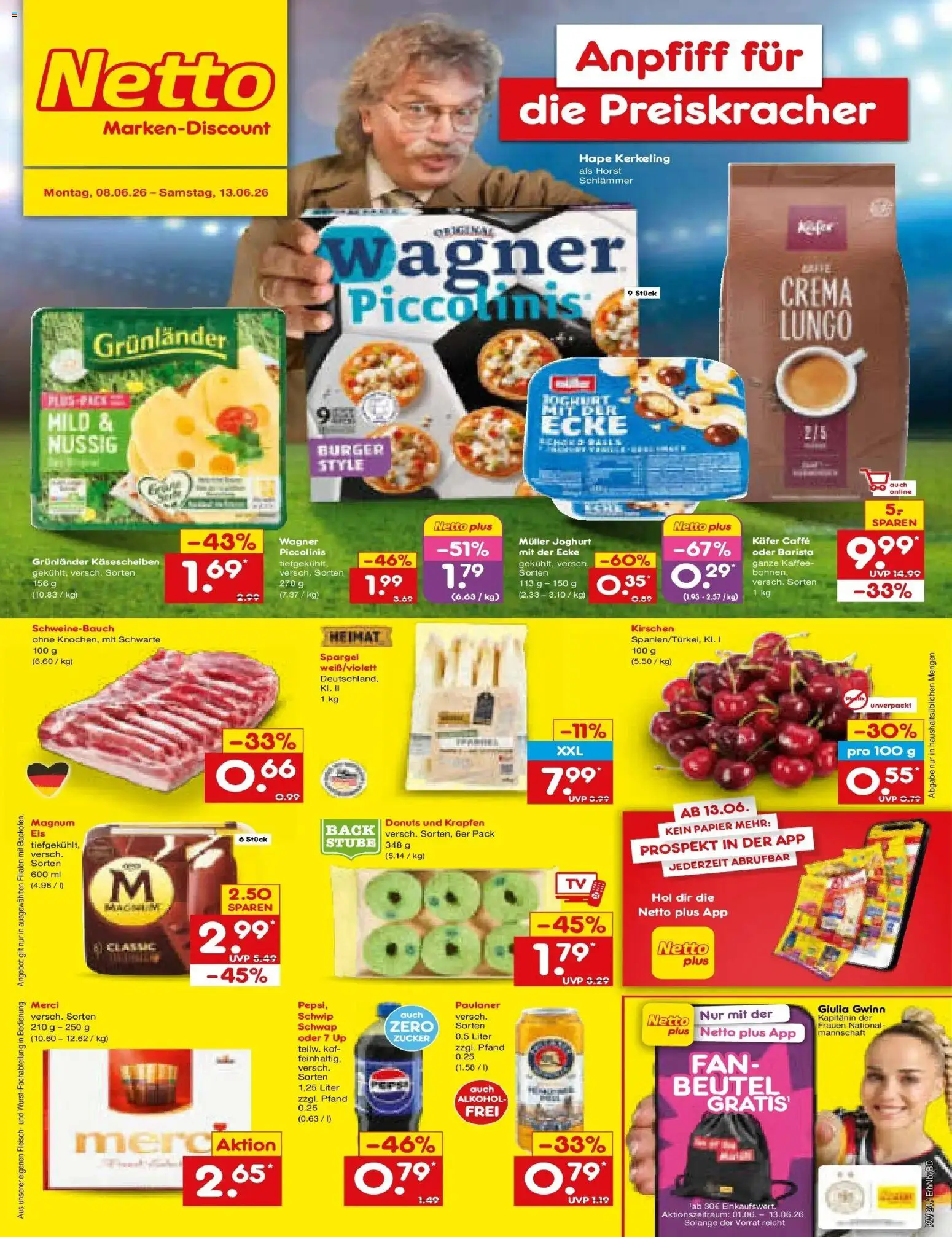 Netto Marken-Discount Prospekt Ergolding – gültig ab 08.06.2026 | Seite: 1 | Produkte: Merci, Burger, Zucker, Paulaner