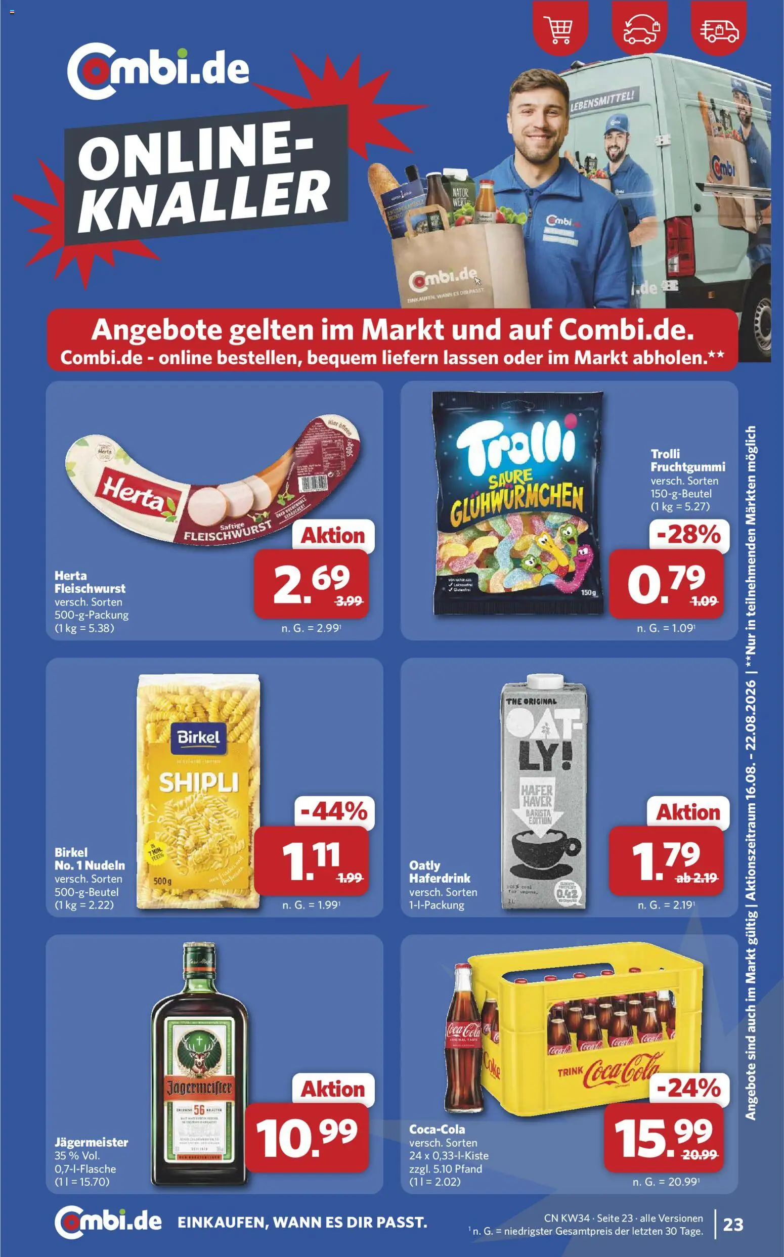 Combi Prospekt – gültig ab 17.08.2026 | Seite: 25 | Produkte: Haferdrink, Jägermeister, Oatly, Nudeln