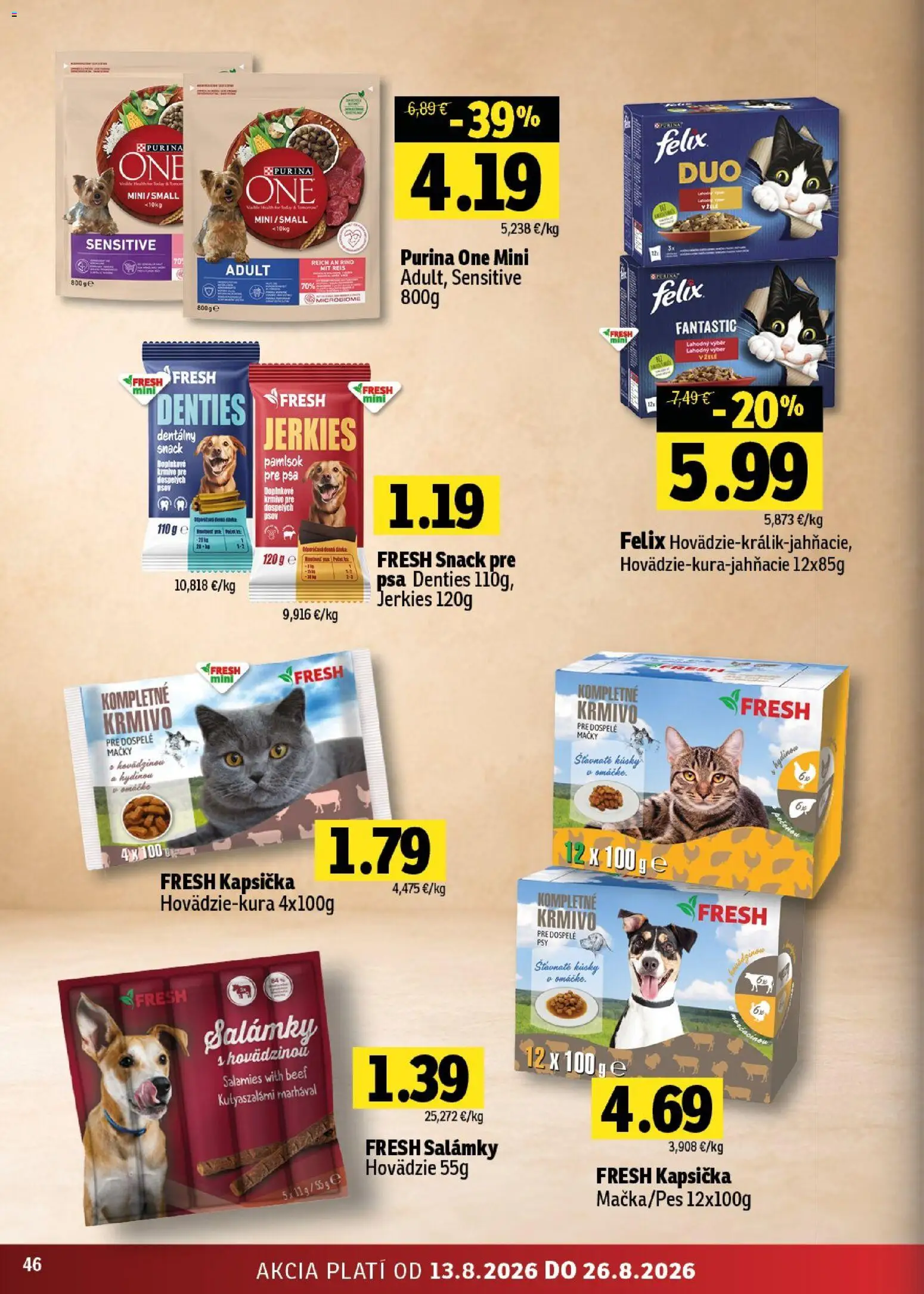 Nové Fresh akcie – leták je platný od 13.08.2026 | Strana: 46 | Produkty: Felix