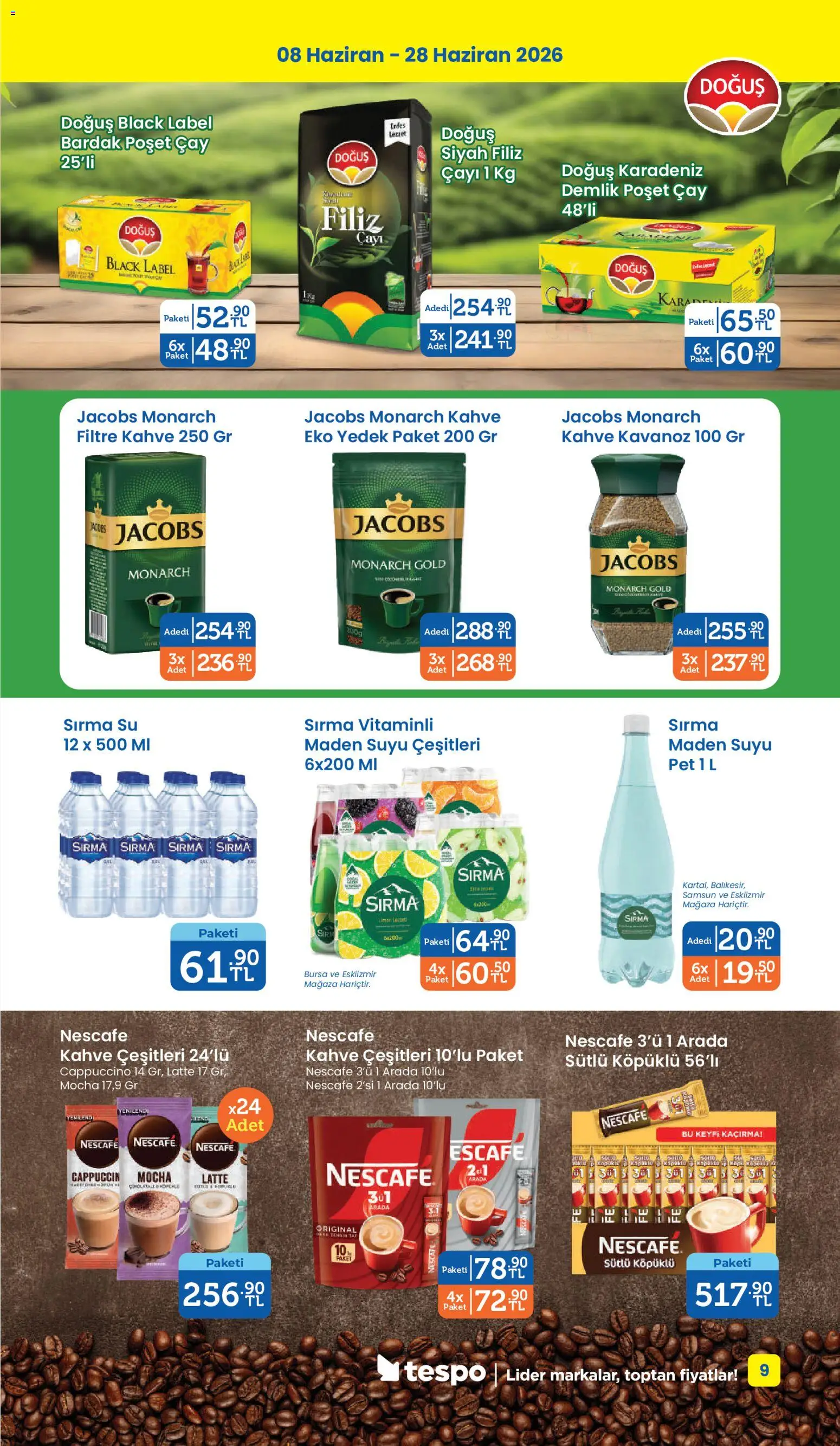 Tespo Katalog - 08.06.2026 tarihinden itibaren geçerlidir | Sayfa: 9 | Ürünler: Kahve, Demlik poşet çay, Zselatin, Maden suyu