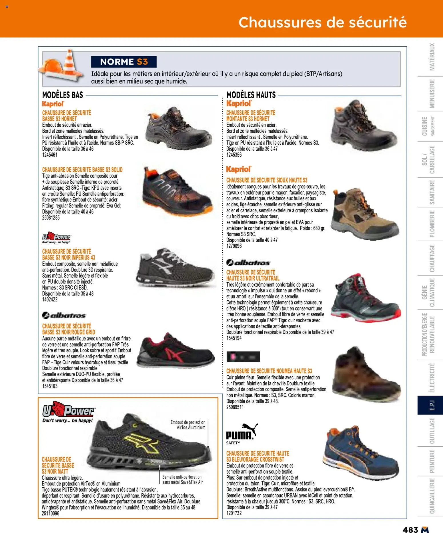 {H1} | Page: 483 | Produits: Poids, Chaussure de sécurité, Chaussures de sécurité, Crampons