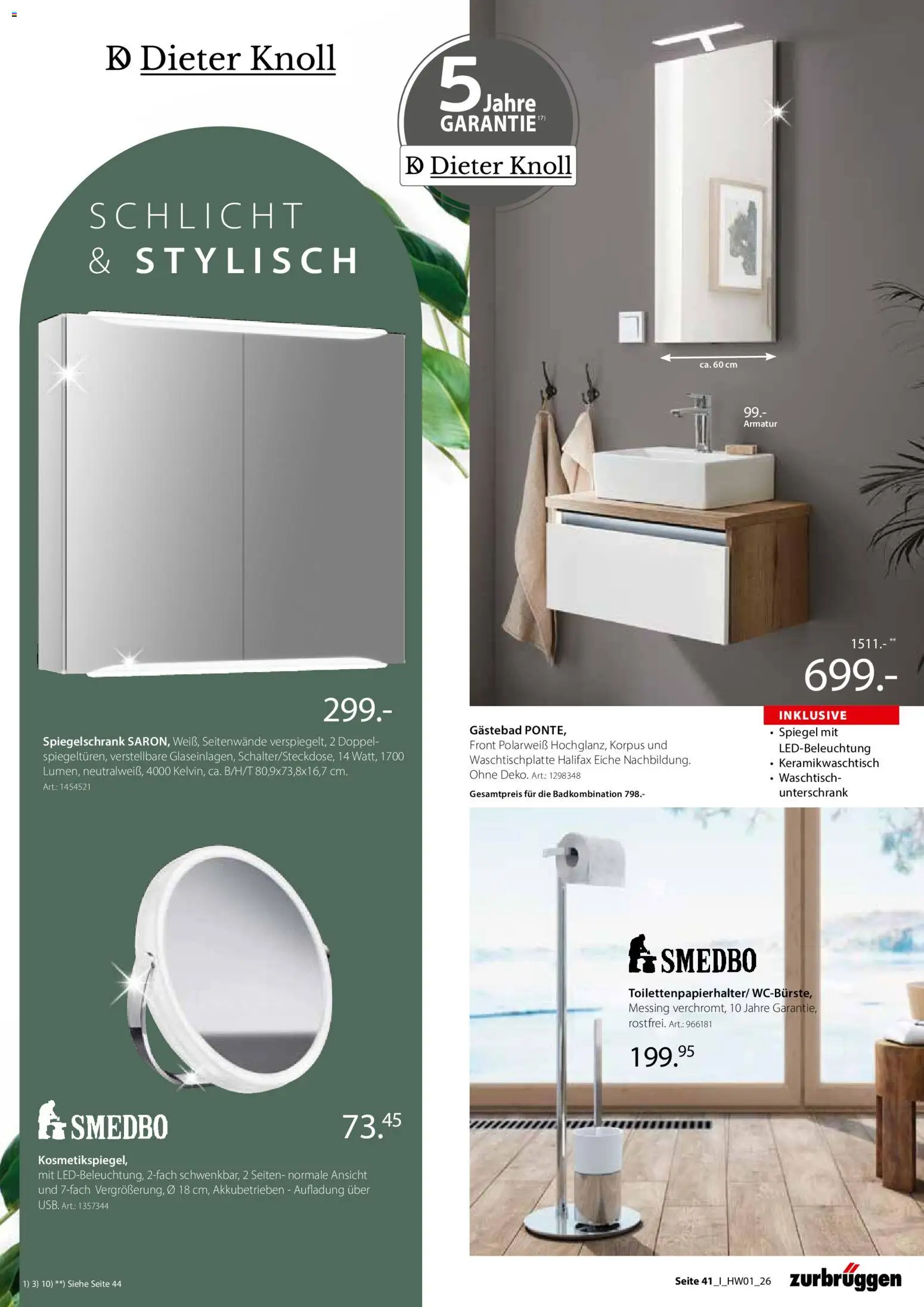 Zurbrüggen Hochwert Spezial – gültig ab 27.03.2026 | Seite: 41 | Produkte: Spiegel, Armatur, Spiegelschrank, Unterschrank