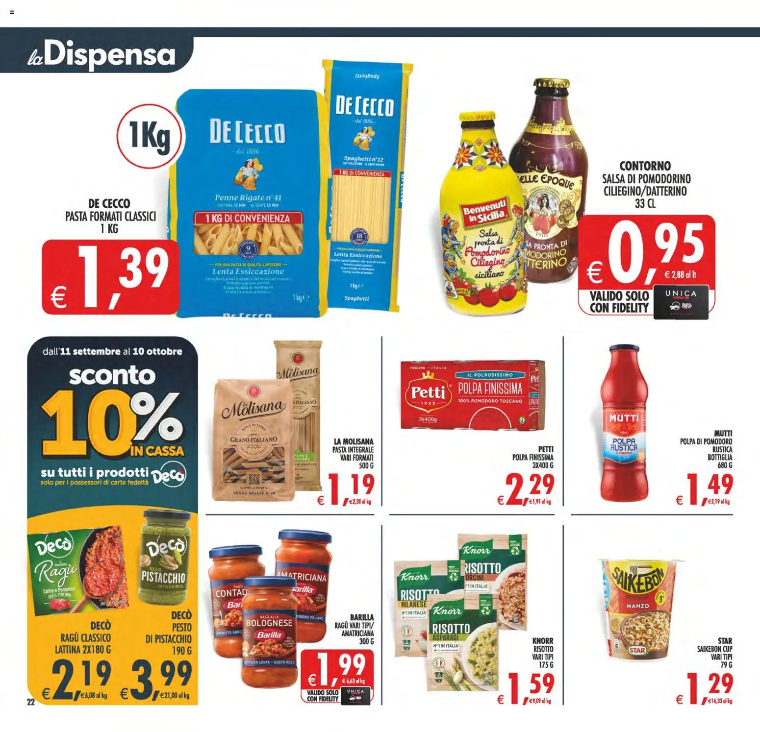 Volantino Decò del 22/09/2026 | Pagina: 22 | Prodotti: Pistacchio, Manzo, Pittura, Mutti