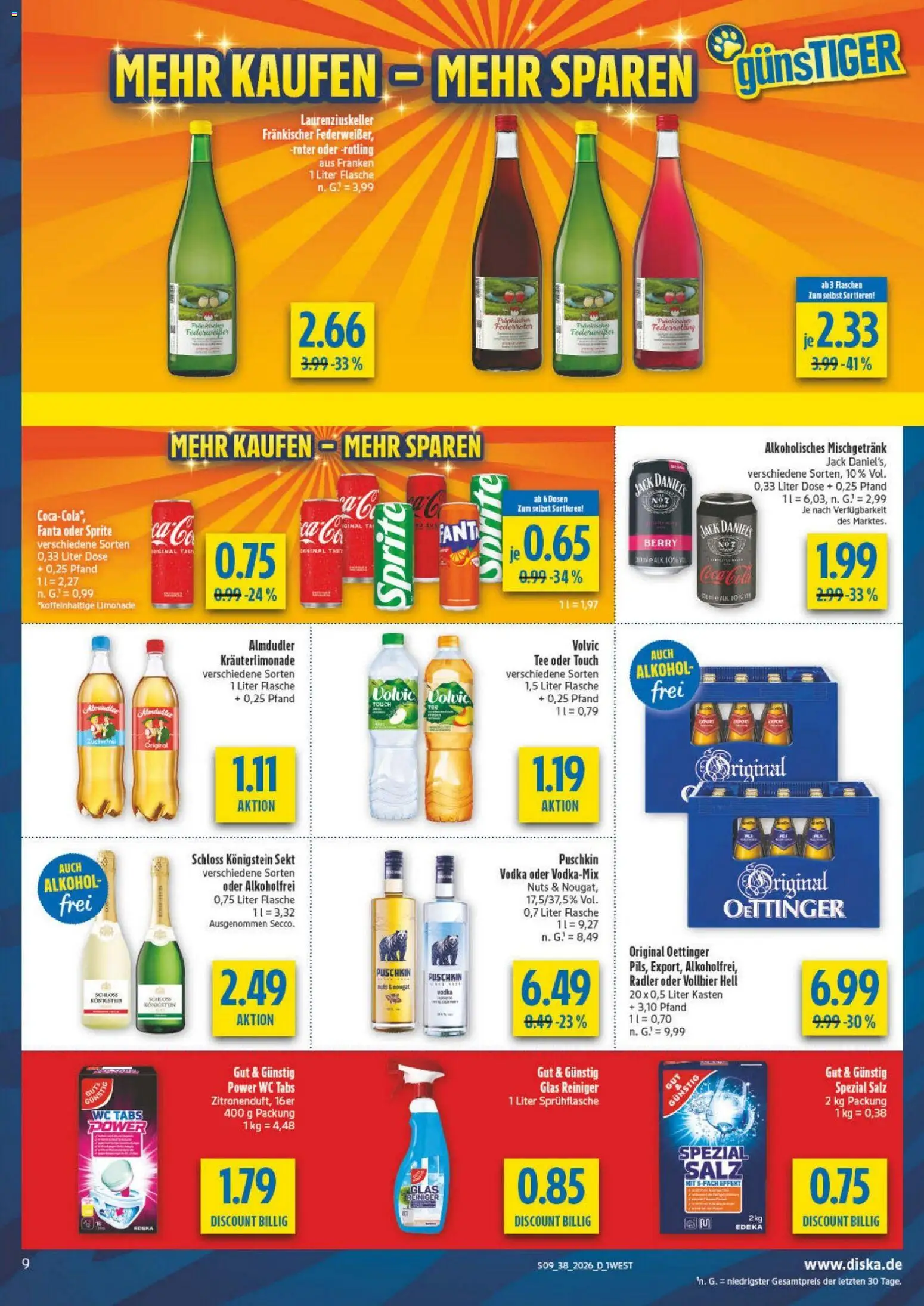 Diska - Diska Angebote Bayern KW38 – gültig ab 09.09.2026 | Seite: 9 | Produkte: Sekt, Oettinger, Radler, Volvic