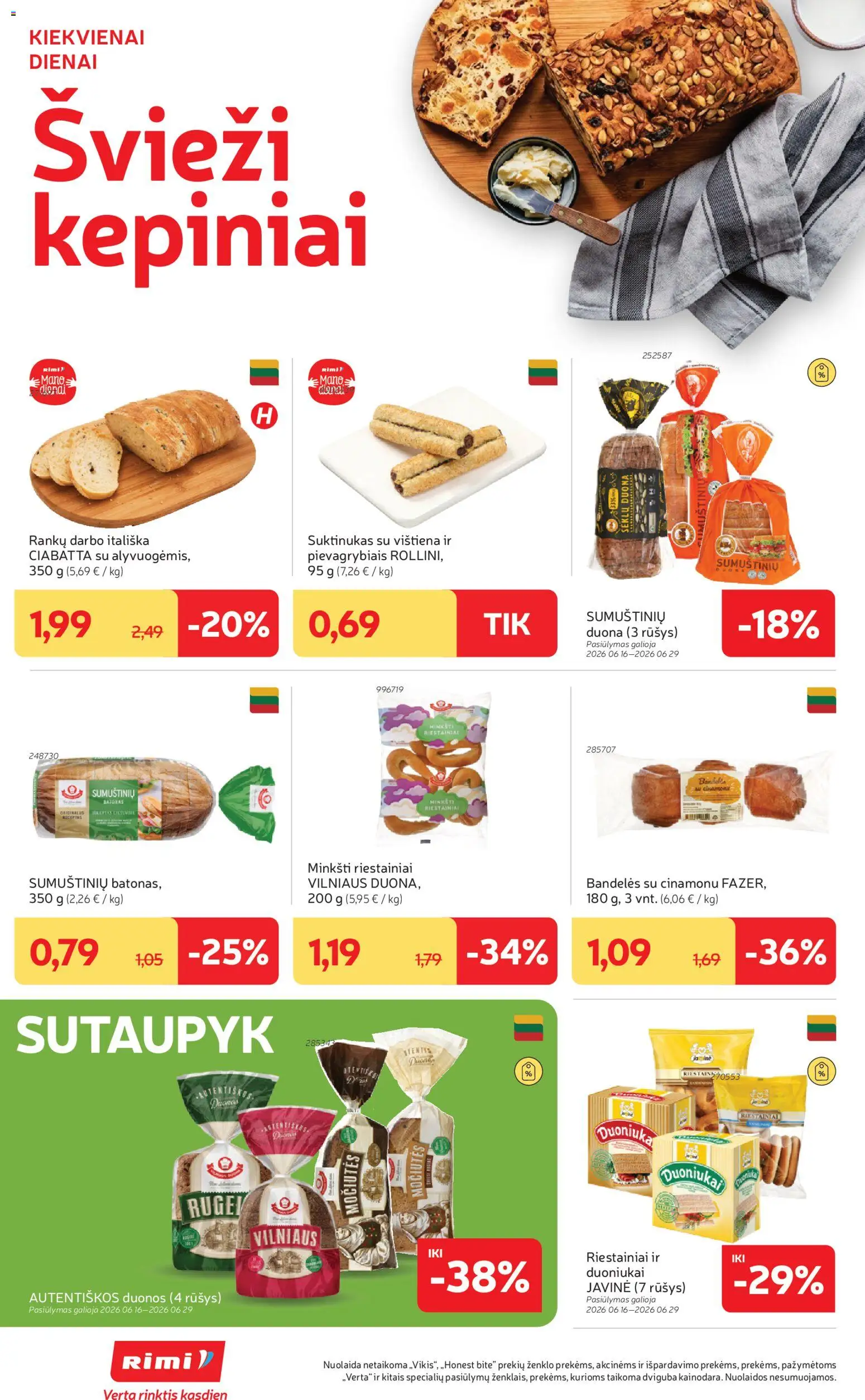 Rimi akcijos nuo 16.06.2026 | Puslapis: 12 | Prekių: Bandelės, Duona, Vištiena