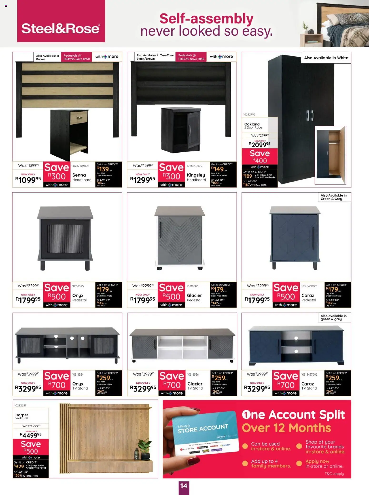 New Bradlows catalogue – valid from 16/07/2026 | Page: 14 | Products: Pedestal, Headboard, TV