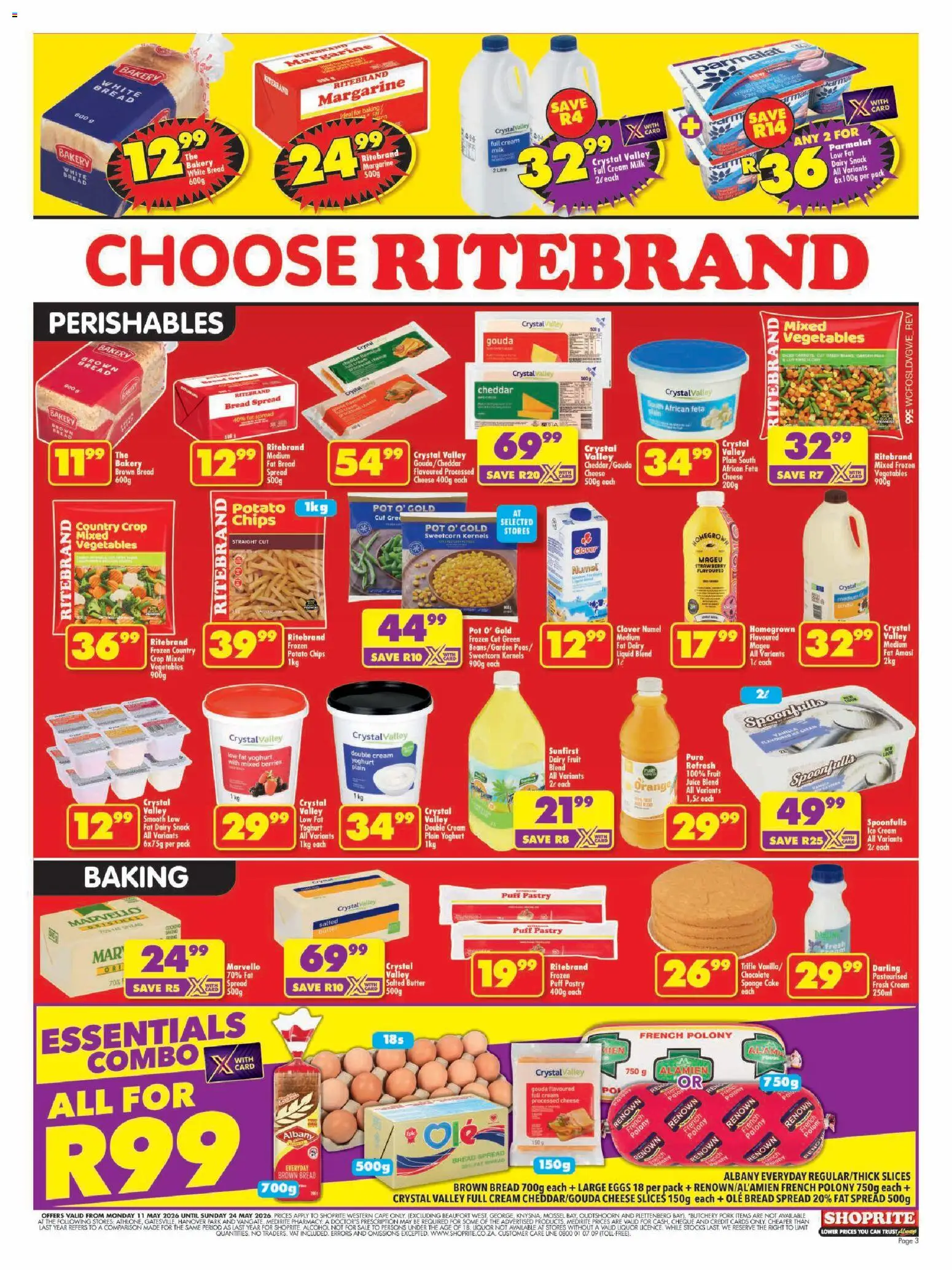 New Shoprite catalogue – valid from 11.05.2026 | Page: 3 | Products: Yoghurt, Cheese, Eggs, Polony
