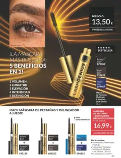 Vista previa PACK MÁSCARA DE PESTAÑAS Y DELINEADOR A JUEGO, PACK contiene: Delineador Glimmerstick | 0,28 g | Máscara de Pestañas Multitask & Multiply Lash Genius | 10 ml | Pack valorado en: 22,00€ válido desde el 01/07/2026 | Página: 47