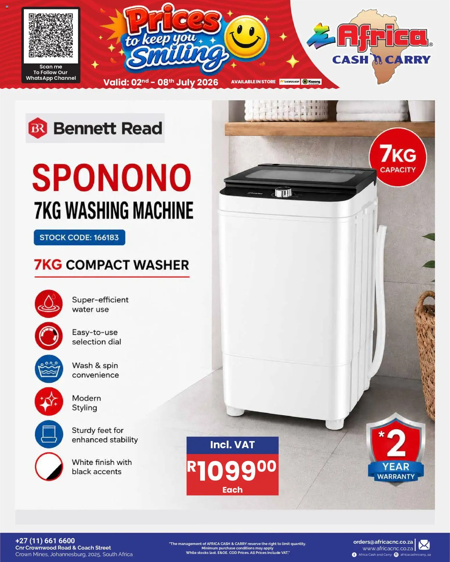 New Africa Cash & Carry catalogue – valid from 02/07/2026 | Page: 51 | Products: Washing machine, Stock, Water