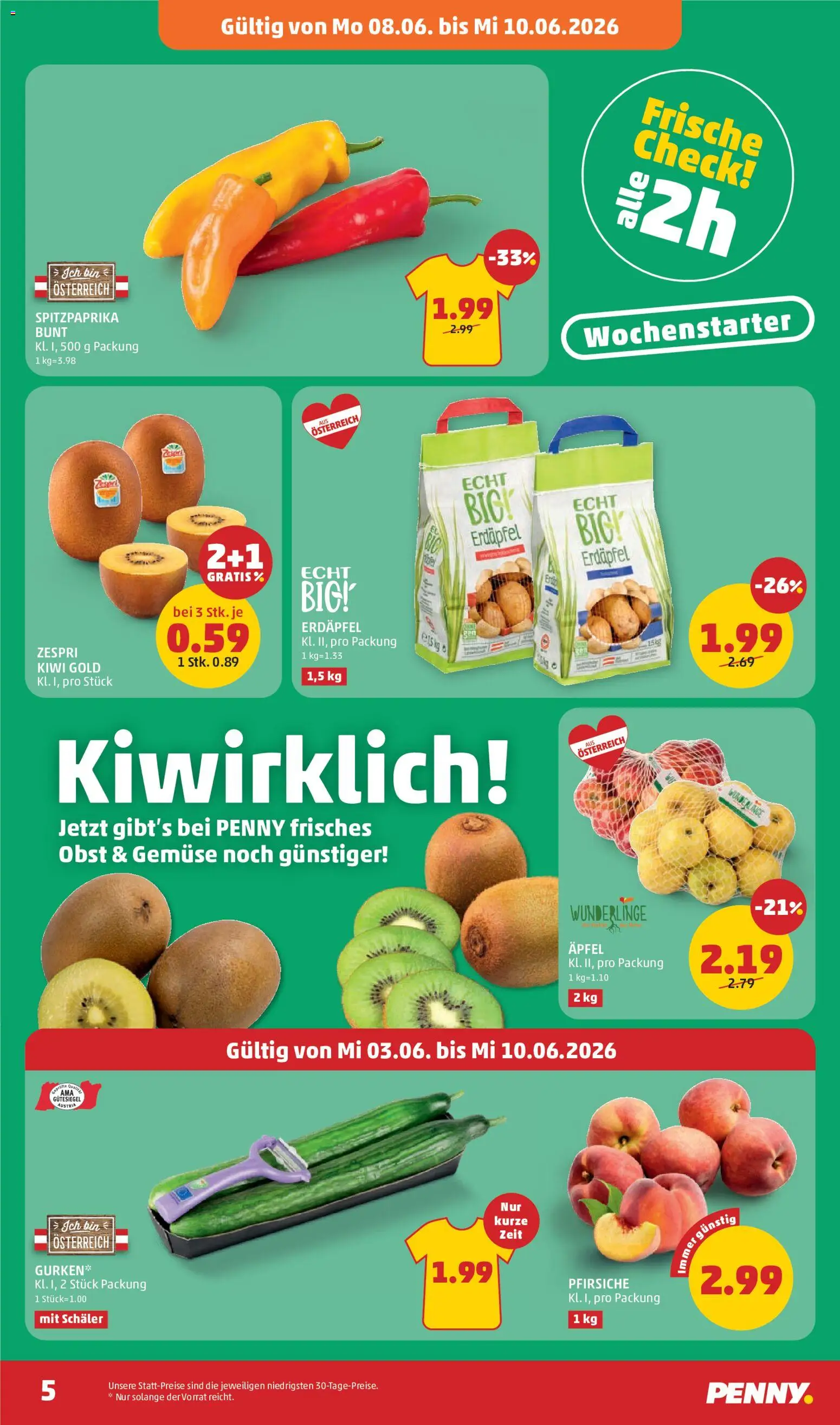 Penny Markt - Flugblatt gültig ab 03.06.2026 | Seite: 5 | Produkte: Kiwi, Gurken, Obst, Äpfel