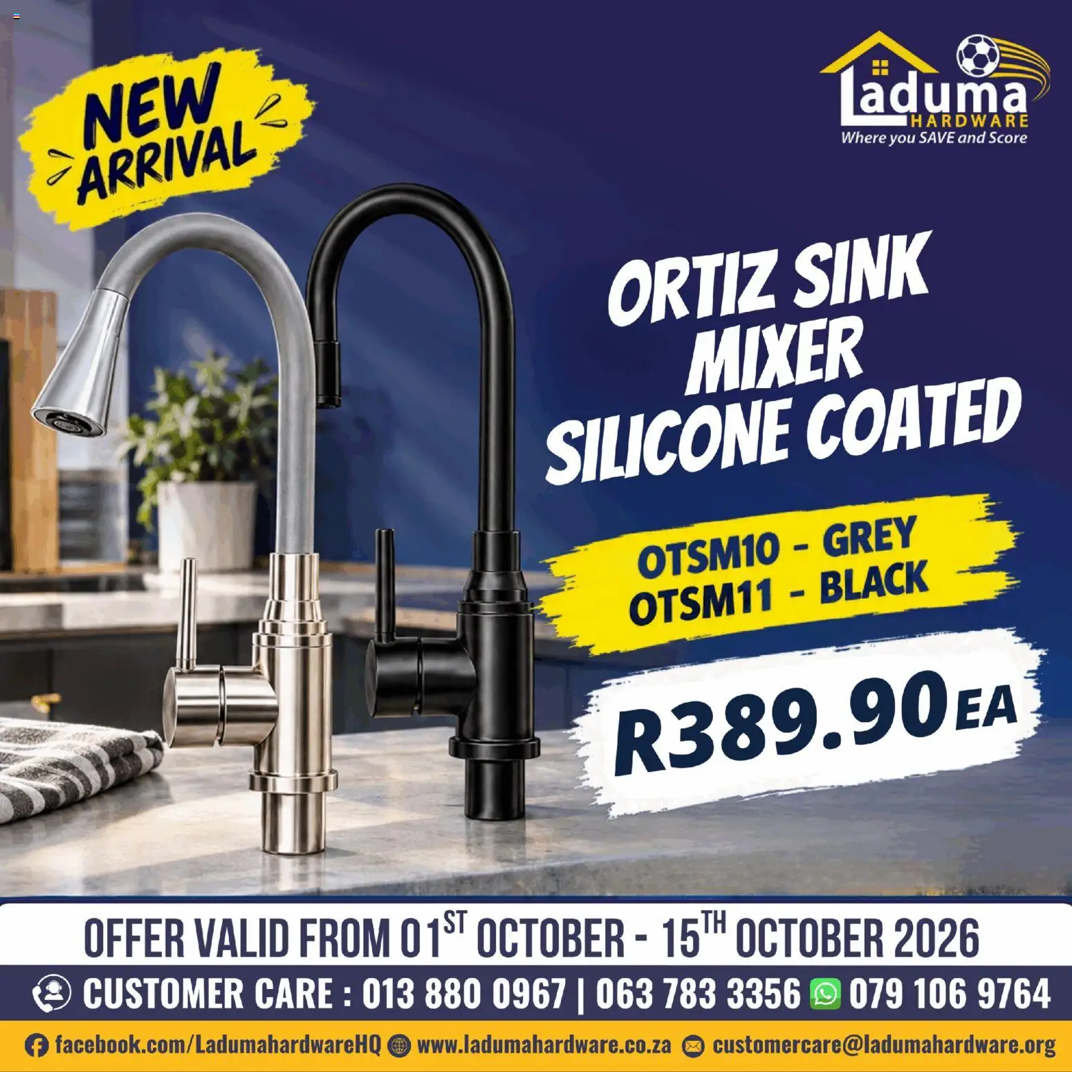 New Laduma Hardware catalogue – valid from 01/10/2026 | Page: 3 | Products: Mixer, Sink, Silicone