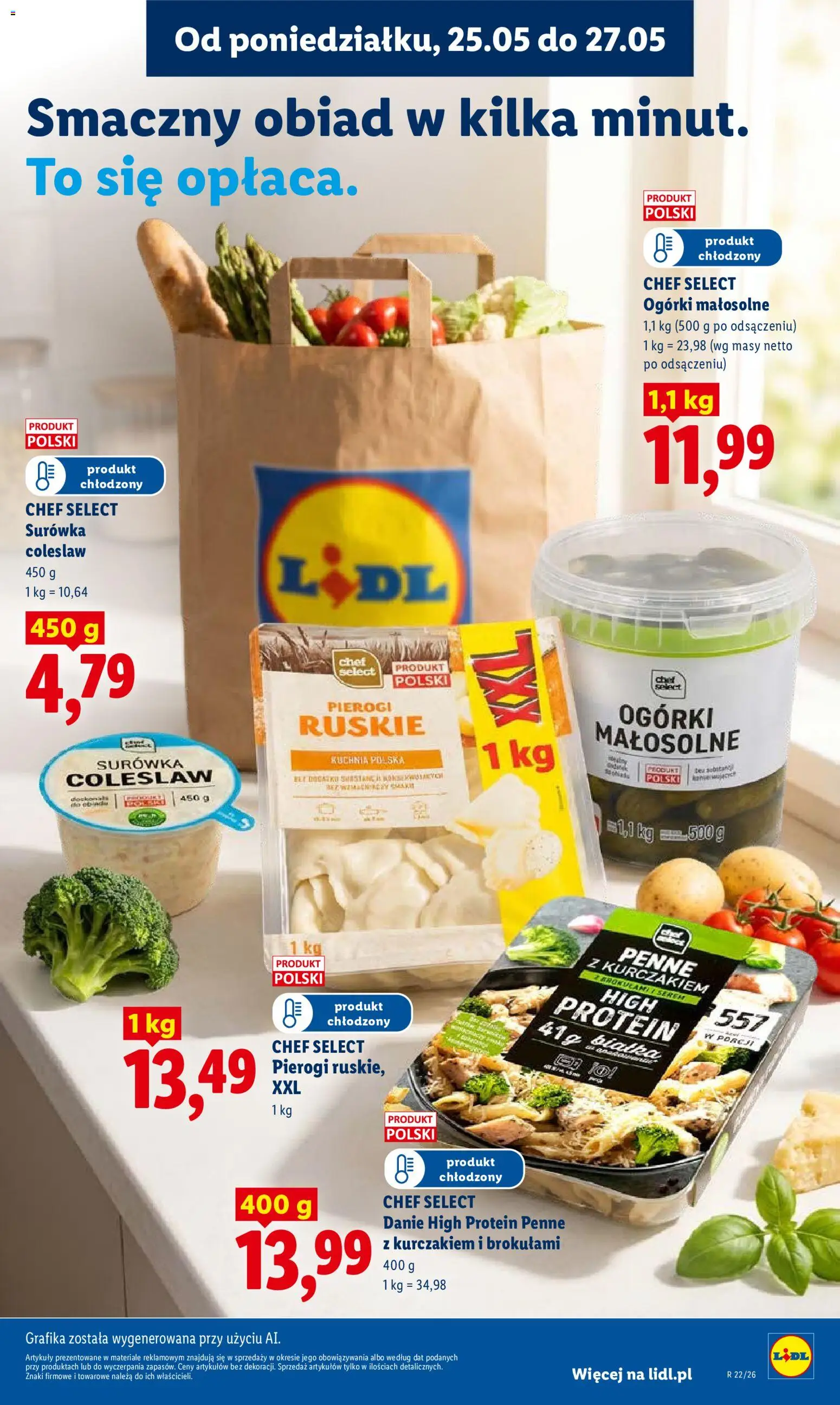 Lidl gazetka od 25.05.2026 | Strona: 53 | Produkty: Pierogi, Penne, Surówka colesław, Ogórki
