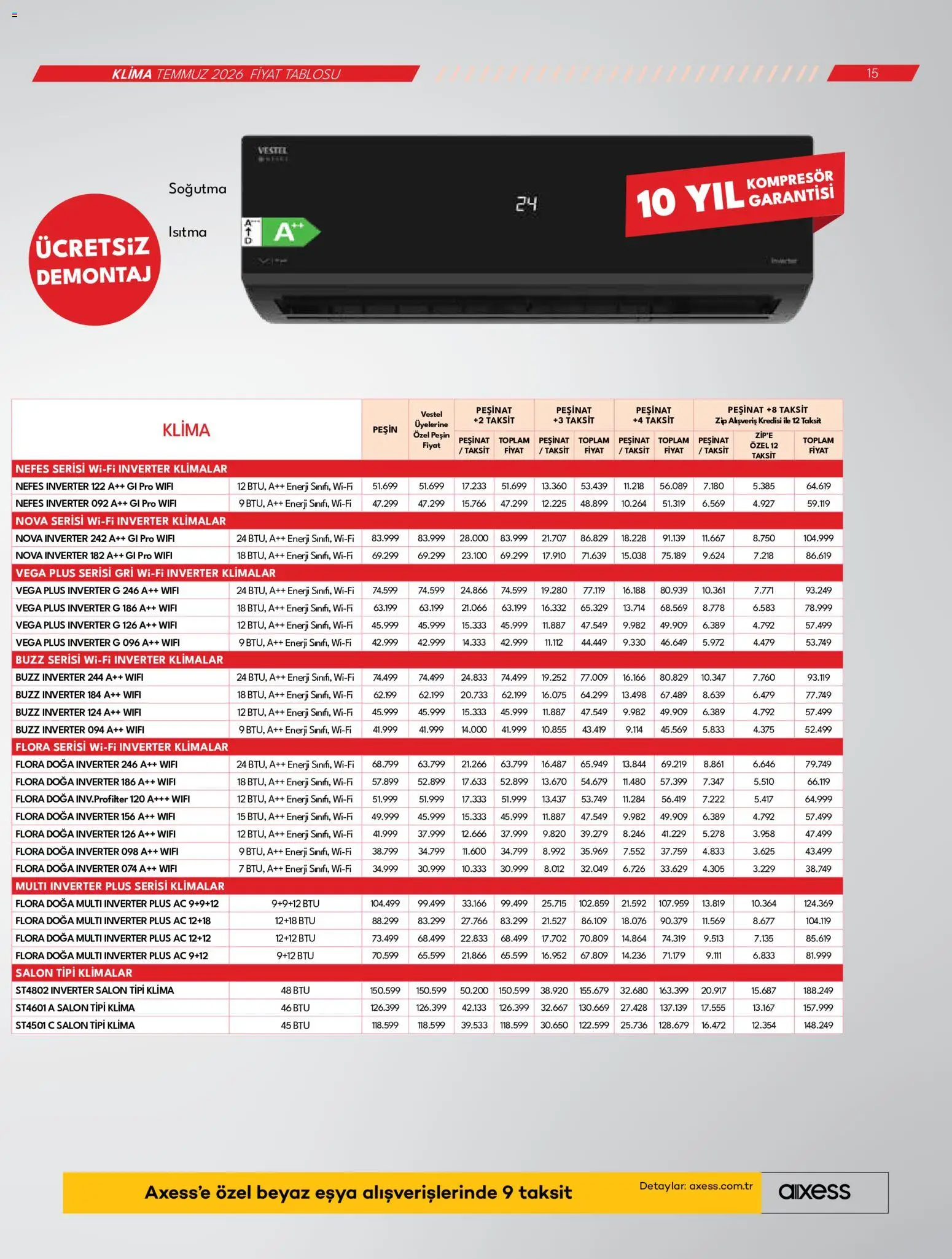 Vestel Katalog - 01 Temmuz 2026 tarihinden itibaren geçerlidir | Sayfa: 15