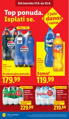 PEPSI, Regular ili Zero, Multipack, 2 x 1,5 l; 1 l = 60.-, PEPSI Multipack 2 x 1,5 l - pregled Lidl kataloga - važi od 17.09.2026 | Strana: 34