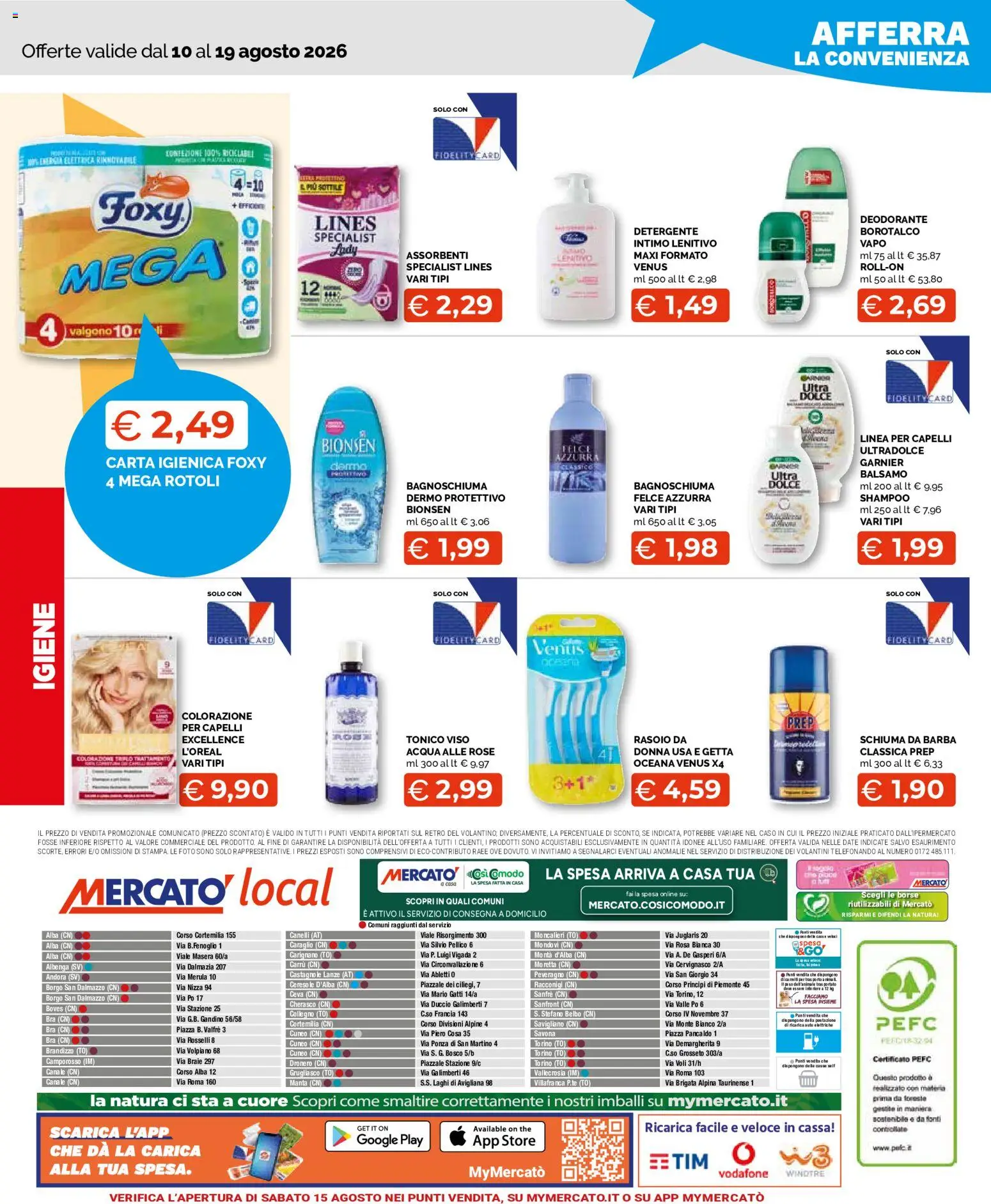 Volantino Mercatò del 10/08/2026 | Pagina: 12 | Prodotti: Shampoo, Acqua, Assorbenti, Tonico