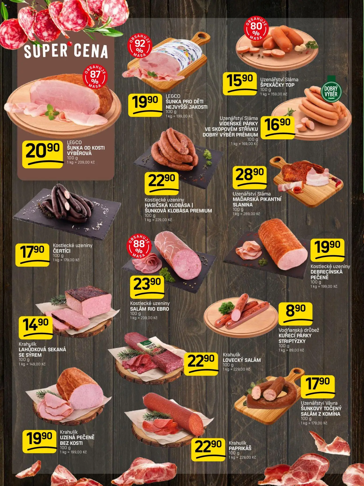 Flop leták od 29.07.2026 | Strana: 2 | Produkty: Šunka od kosti, Špekáčky, Sekaná, Slanina