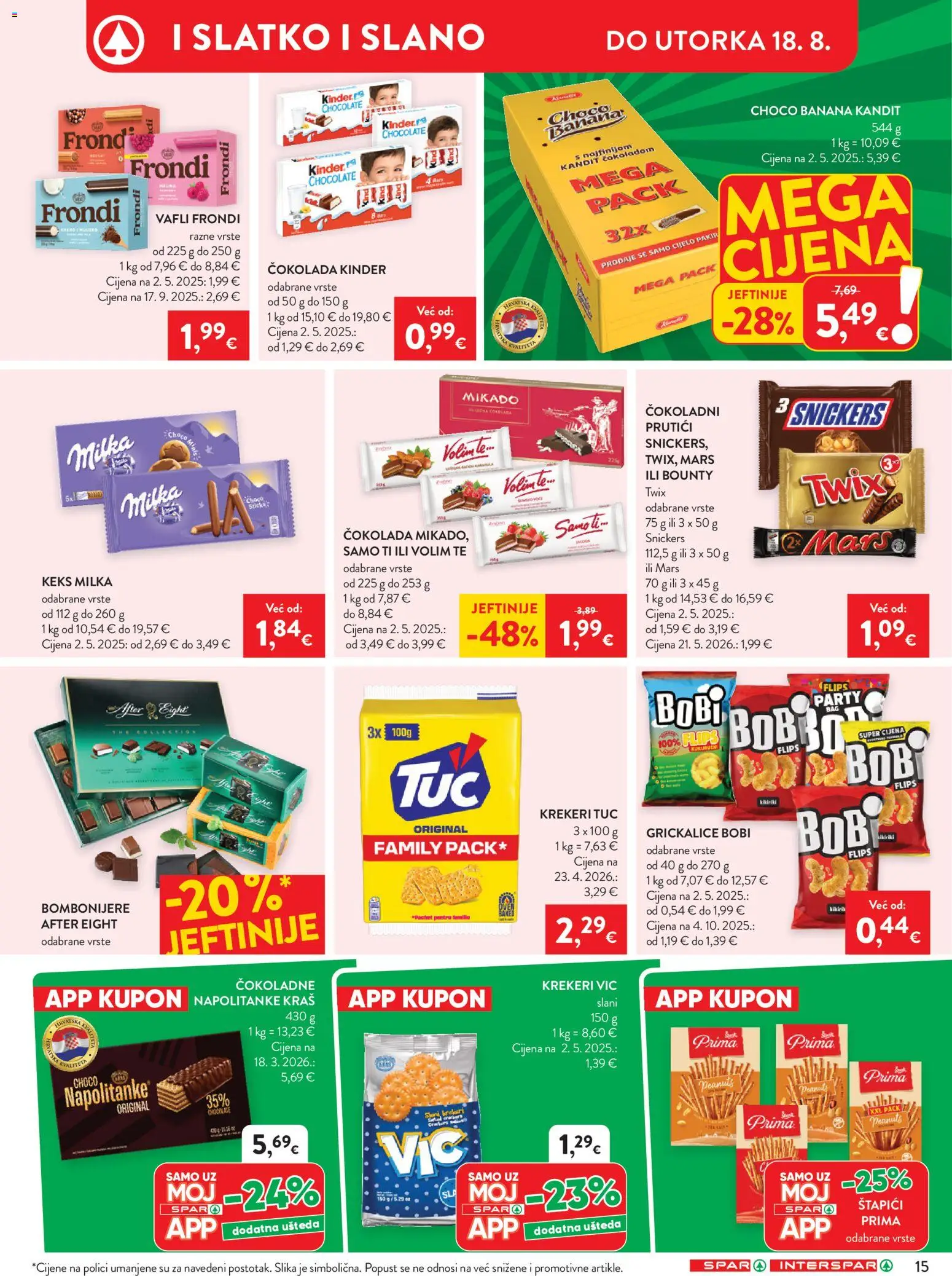 Interspar katalog | vrijedi od 12.08.2026 | Stranica: 23 | Proizvodi: Čokolada, Napolitanke, Vafli, Štapići