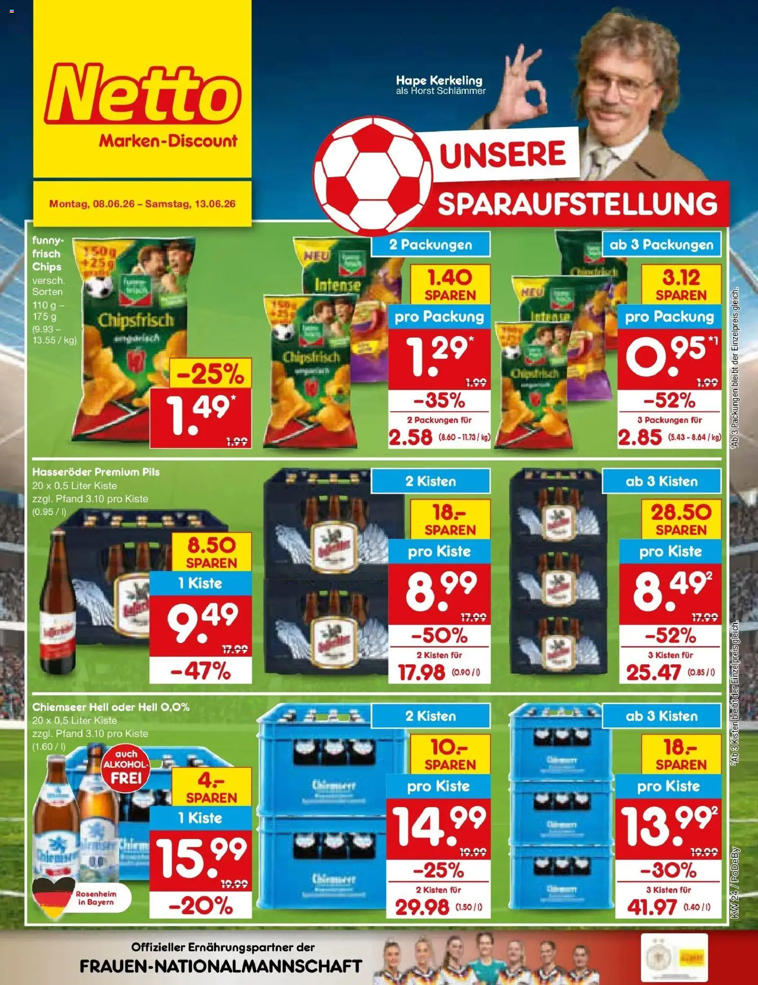 Netto Marken-Discount Prospekt Buttenwiesen – gültig ab 08.06.2026 | Seite: 3 | Produkte: Funny frisch, Pils, Hasseröder, Chips