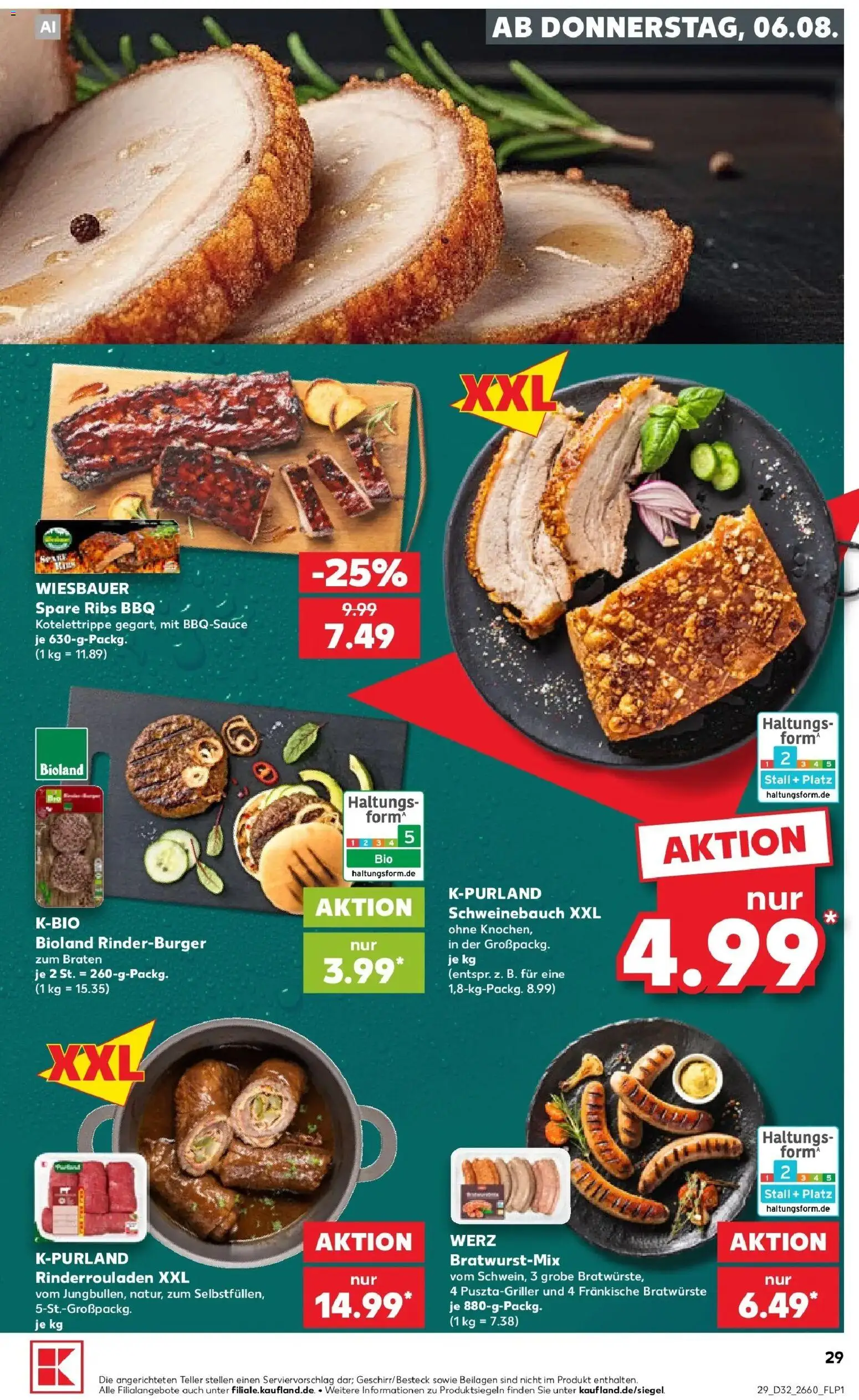Kaufland Prospekt Buchen – gültig ab 03.08.2026 | Seite: 38 | Produkte: Rinderrouladen, Schweinebauch, Spare ribs