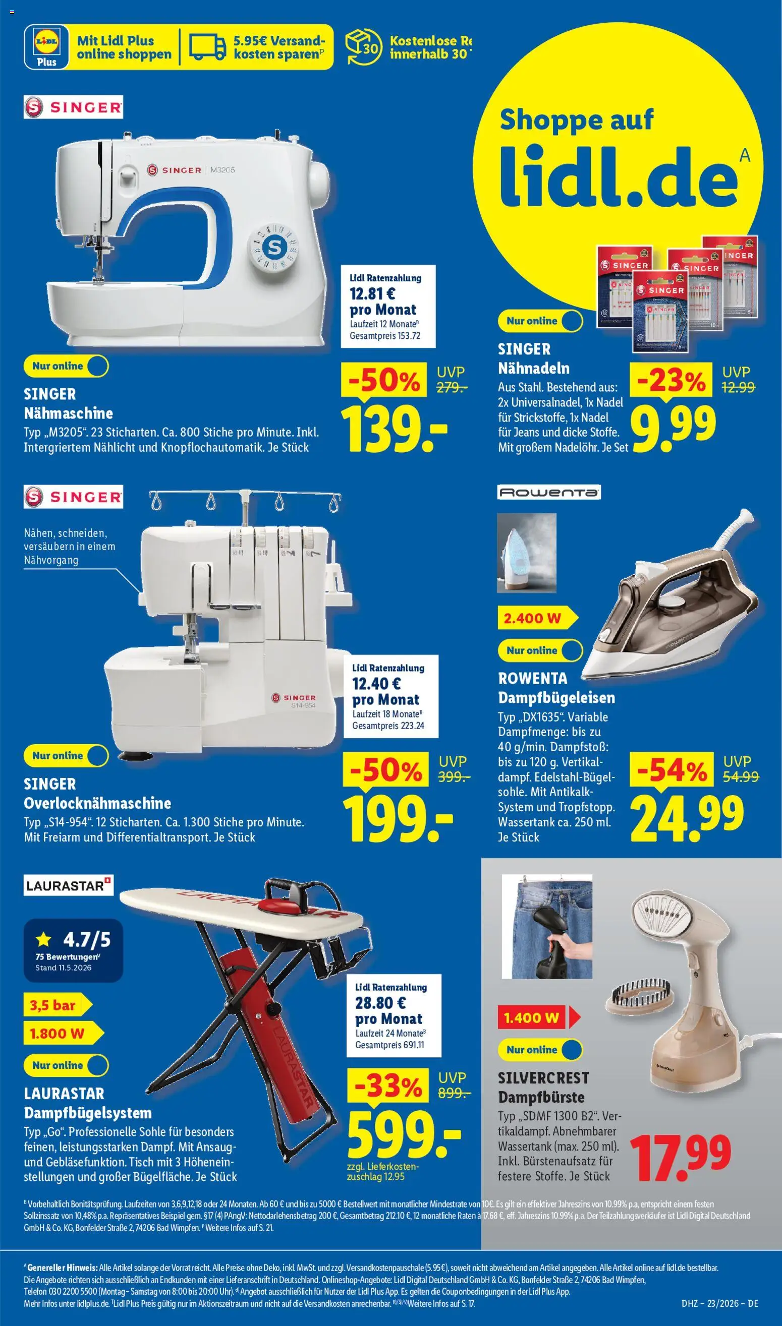Lidl Německo leták od 01.06.2026 | Strana: 11 | Produkty: Telefon, Singer