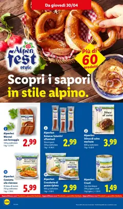 Anteprima del volantino Alpenfest Würstel con formaggio, Würstel con formaggio, 340 g confezione valido a partire dal 30.04.2026 | Pagina: 18