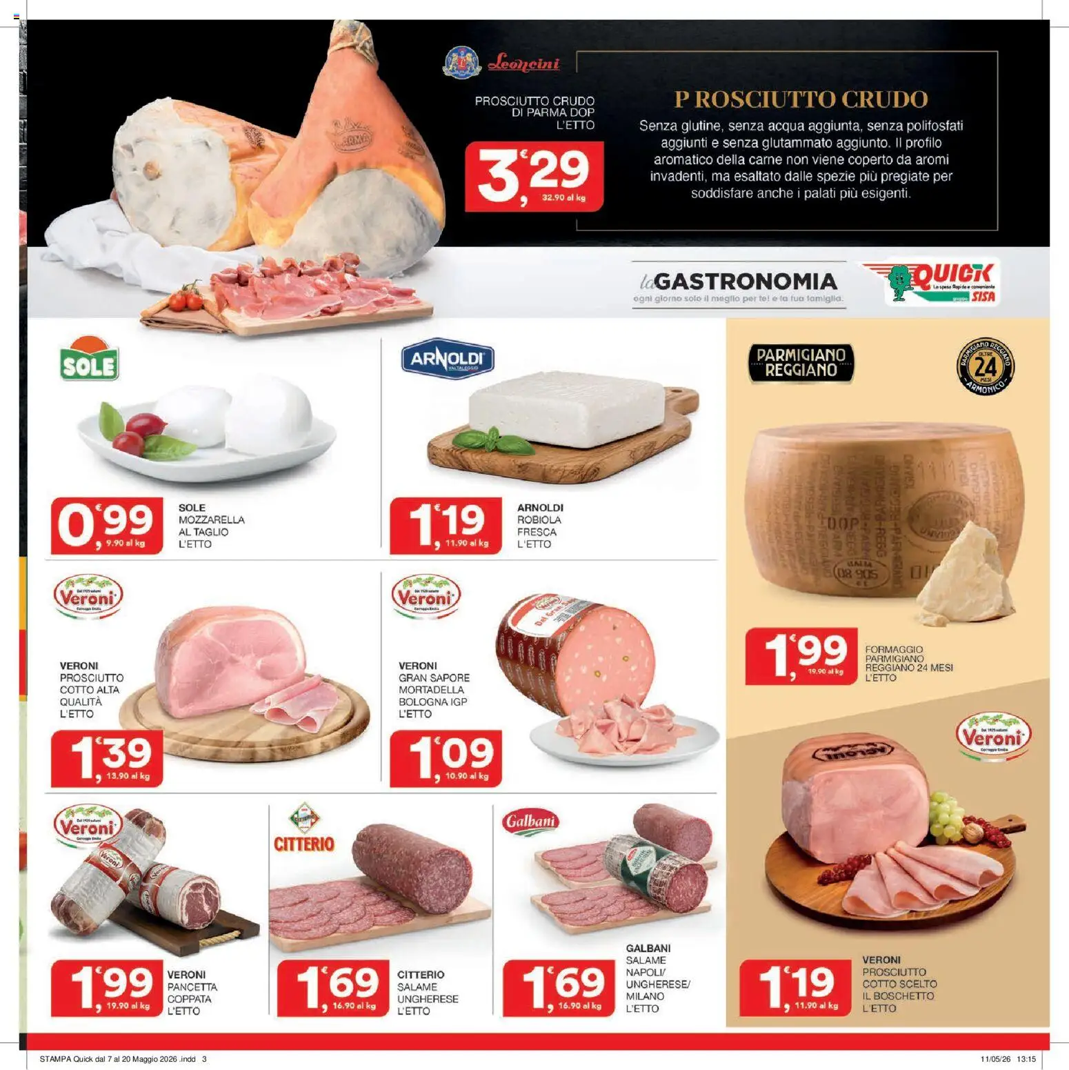 Volantino SISA del 21.05.2026 | Pagina: 3 | Prodotti: Pancetta, Stampa, Parmigiano, Robiola