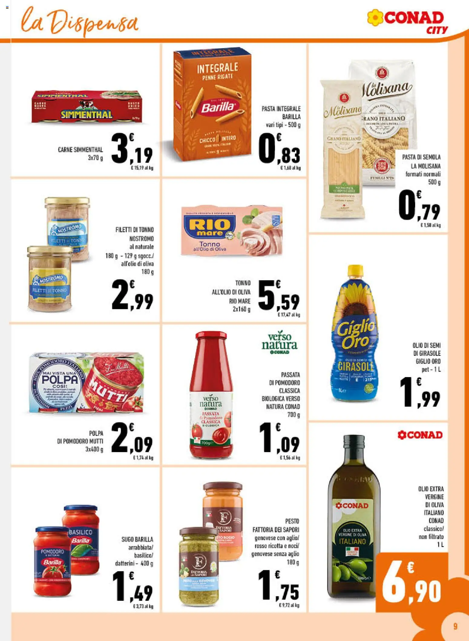 Volantino Conad del 26/08/2026 | Pagina: 9 | Prodotti: Olio di semi, Olive, Passata di pomodoro, Sugo