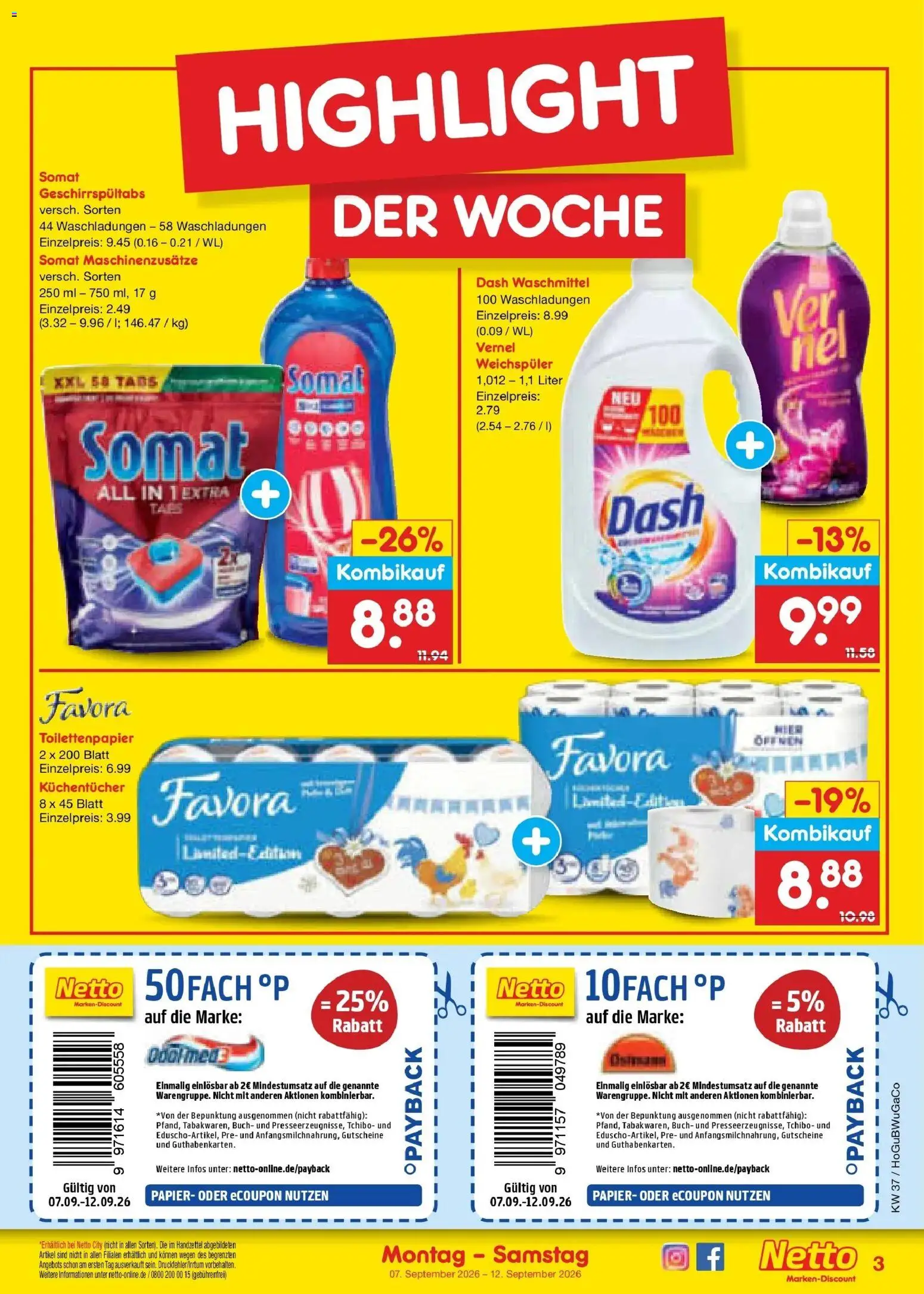 Netto Marken-Discount Prospekt Augustusburg – gültig ab 07.09.2026 | Seite: 5 | Produkte: Weichspüler, Waschmittel, Vernel, Toilettenpapier