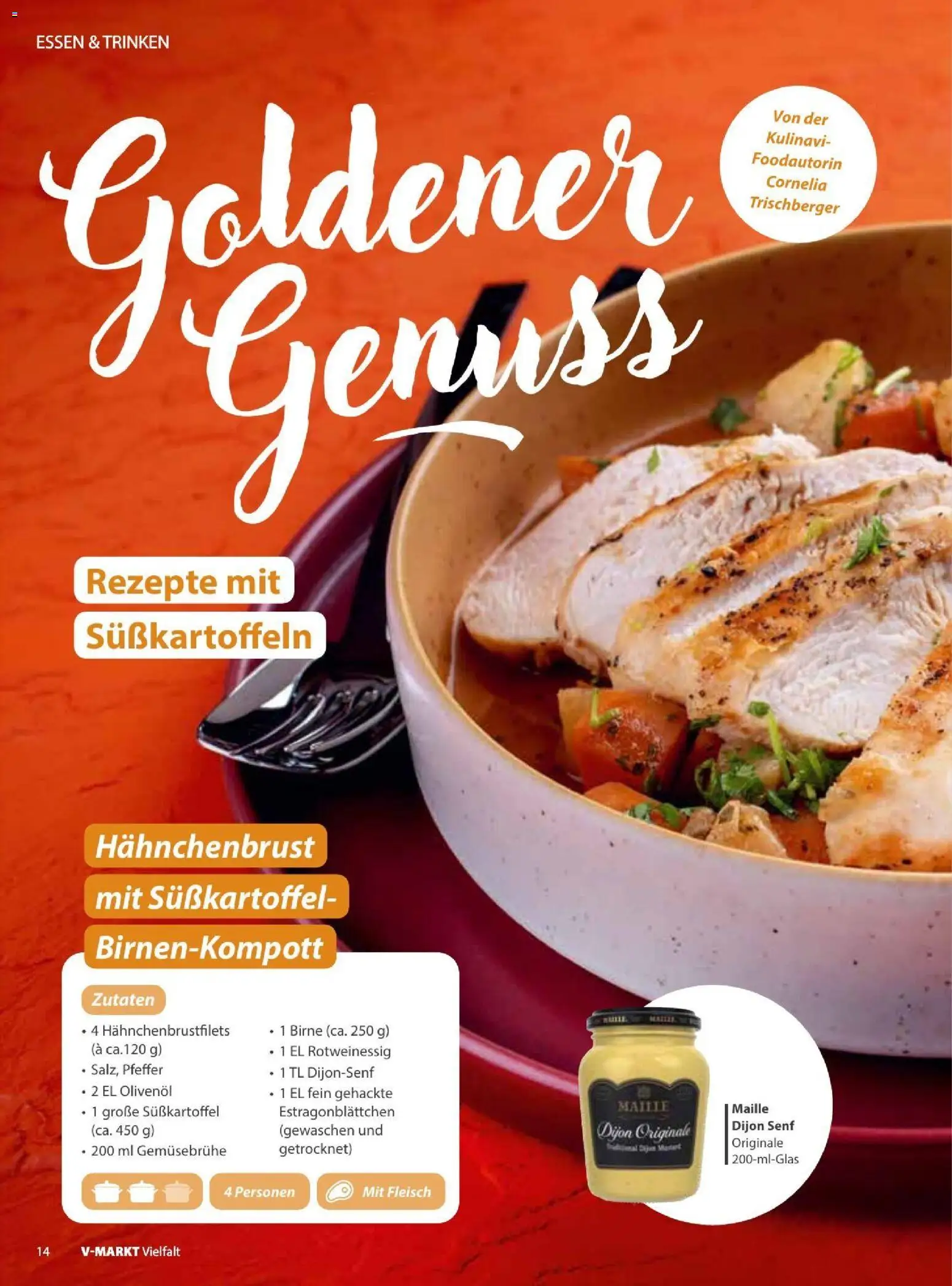 V-Markt Vielfals September / Oktober – gültig ab 01.09.2026 | Seite: 14 | Produkte: Olivenol, Birne, Fleisch, Hahnchenbrust