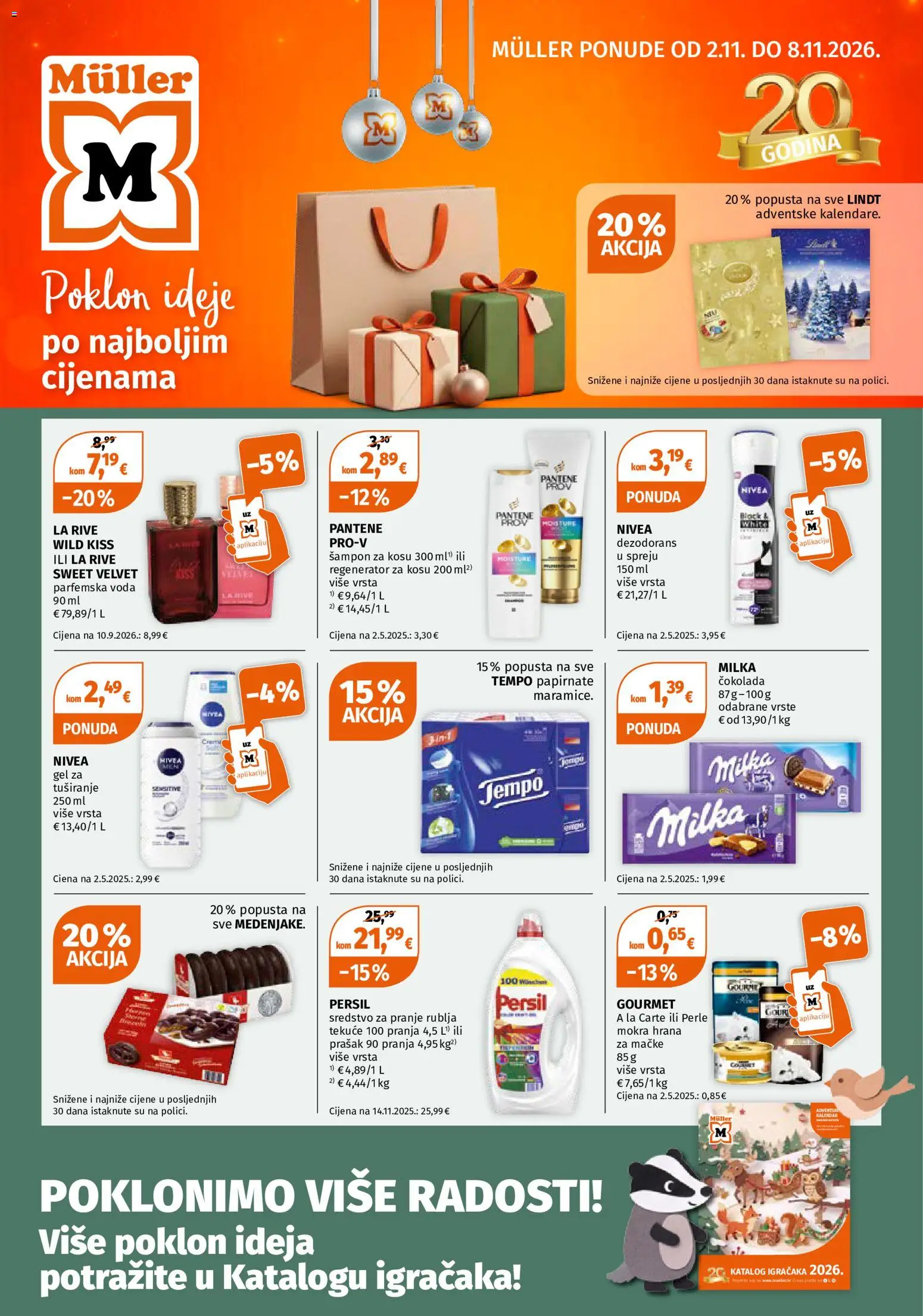 Müller katalog | vrijedi od 02.11.2026 | Stranica: 1 | Proizvodi: Lindt, Voda, Nivea, Persil